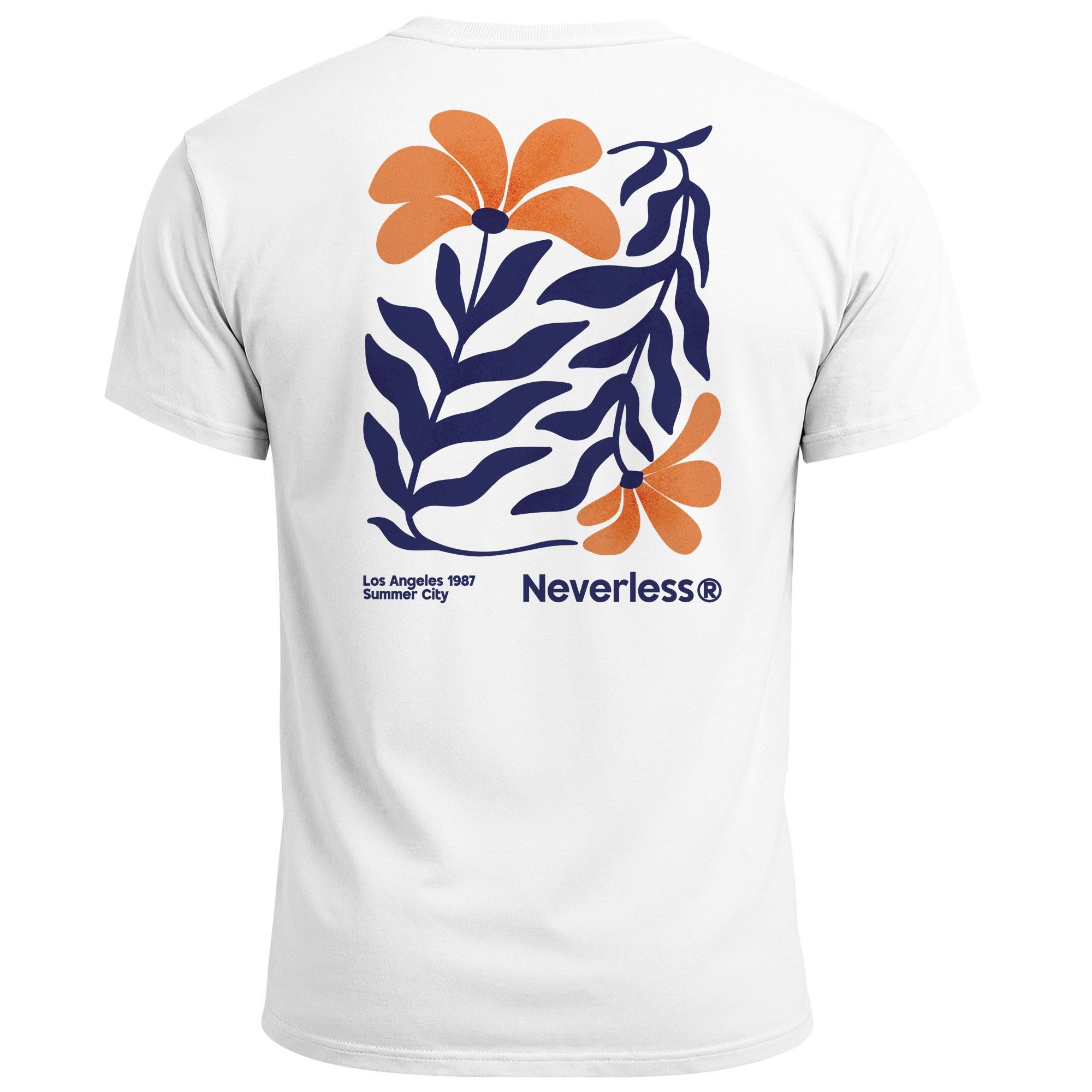 Print-Shirt Herren T-Shirt Backprint Rückendruck „Los Angeles 1987“ – Botanical