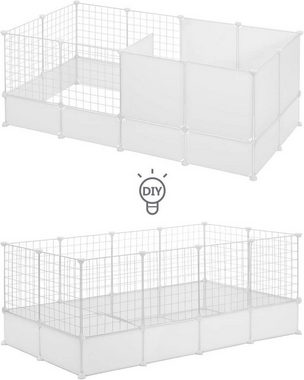 EUGAD Freigehege, Meerschweinchen Käfig, Kaninchen Gehege, Weiß 142x71x53cm