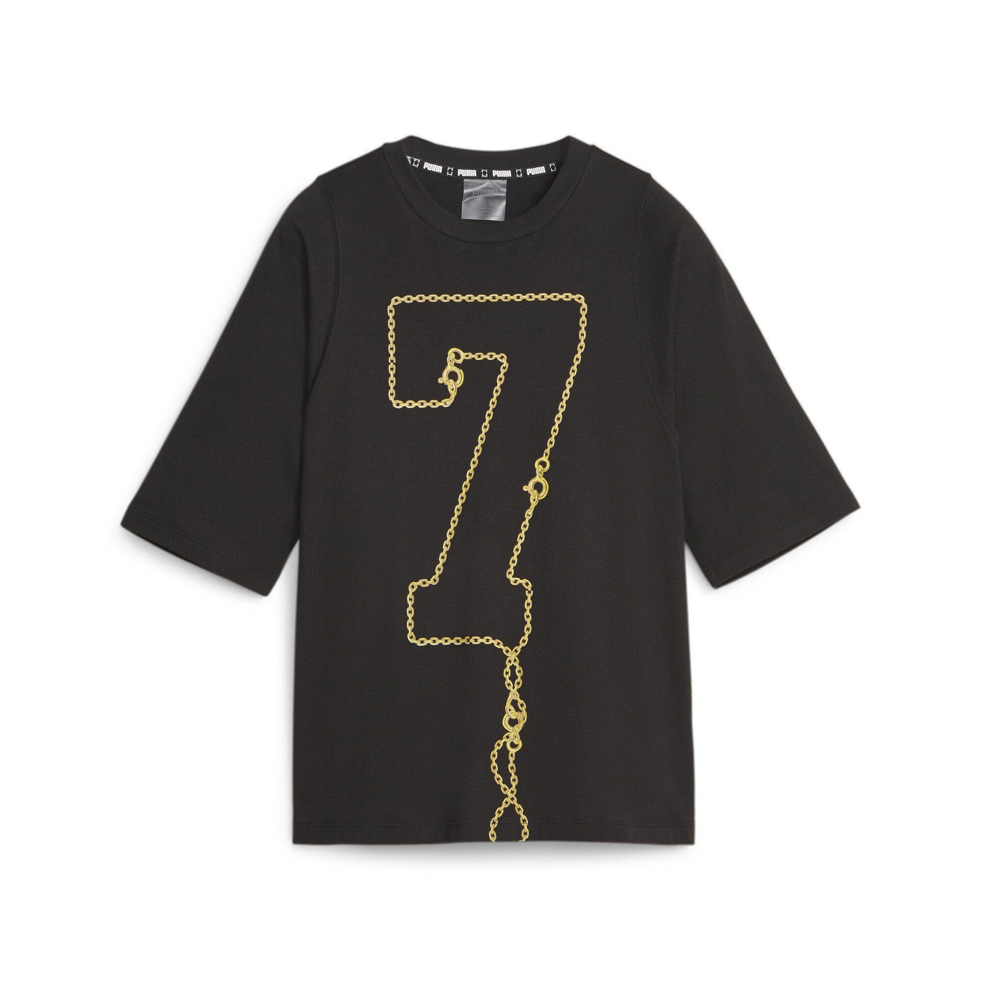 Grafik Basketball und vorne Standard Damen, T-Shirt Gold PUMA Trainingsshirt hinten