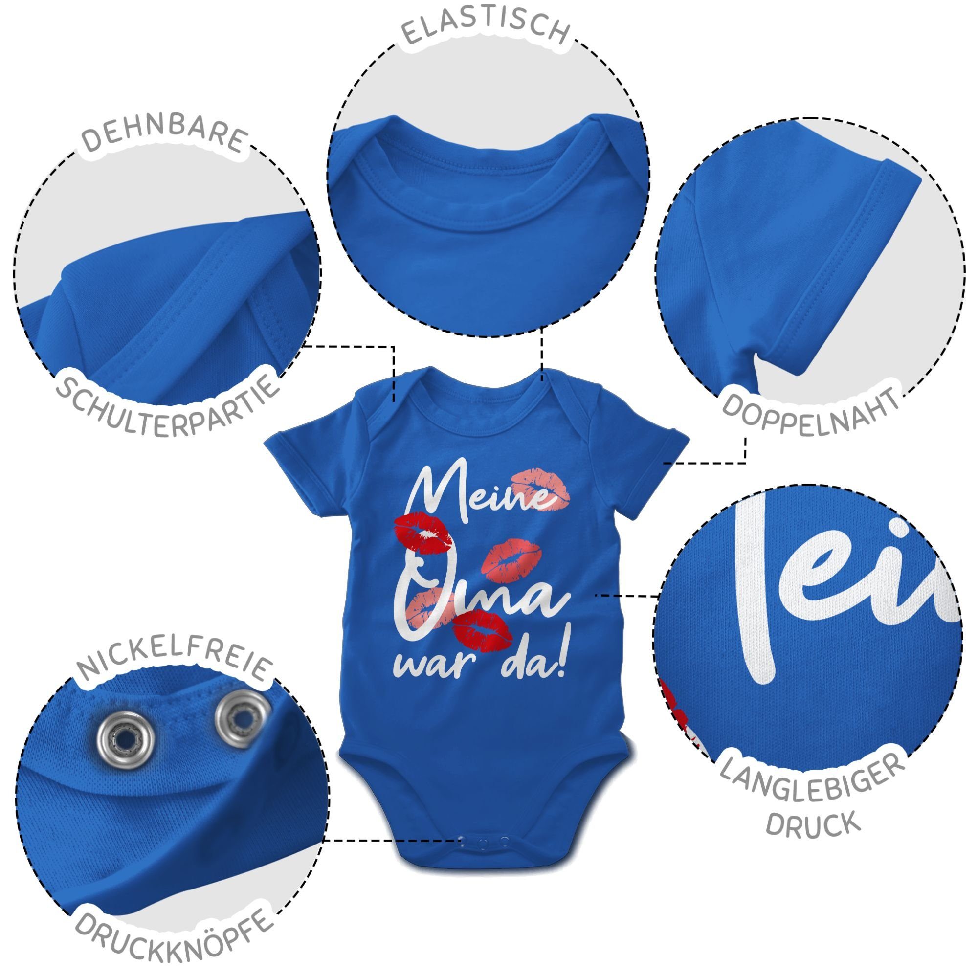 Shirtracer Shirtbody Mädchen & Meine weiß Strampler Oma 2 - war Baby Junge Royalblau da