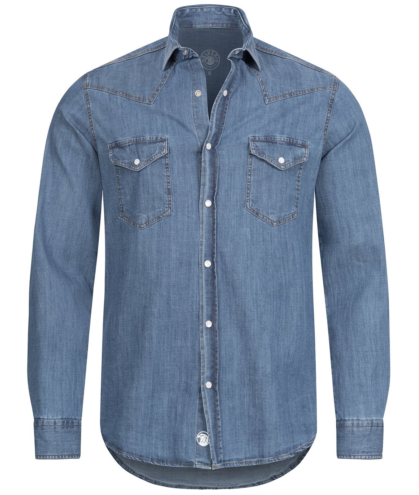 Gelverie Jeanshemd Herren Jeanshemd Blau GH-103