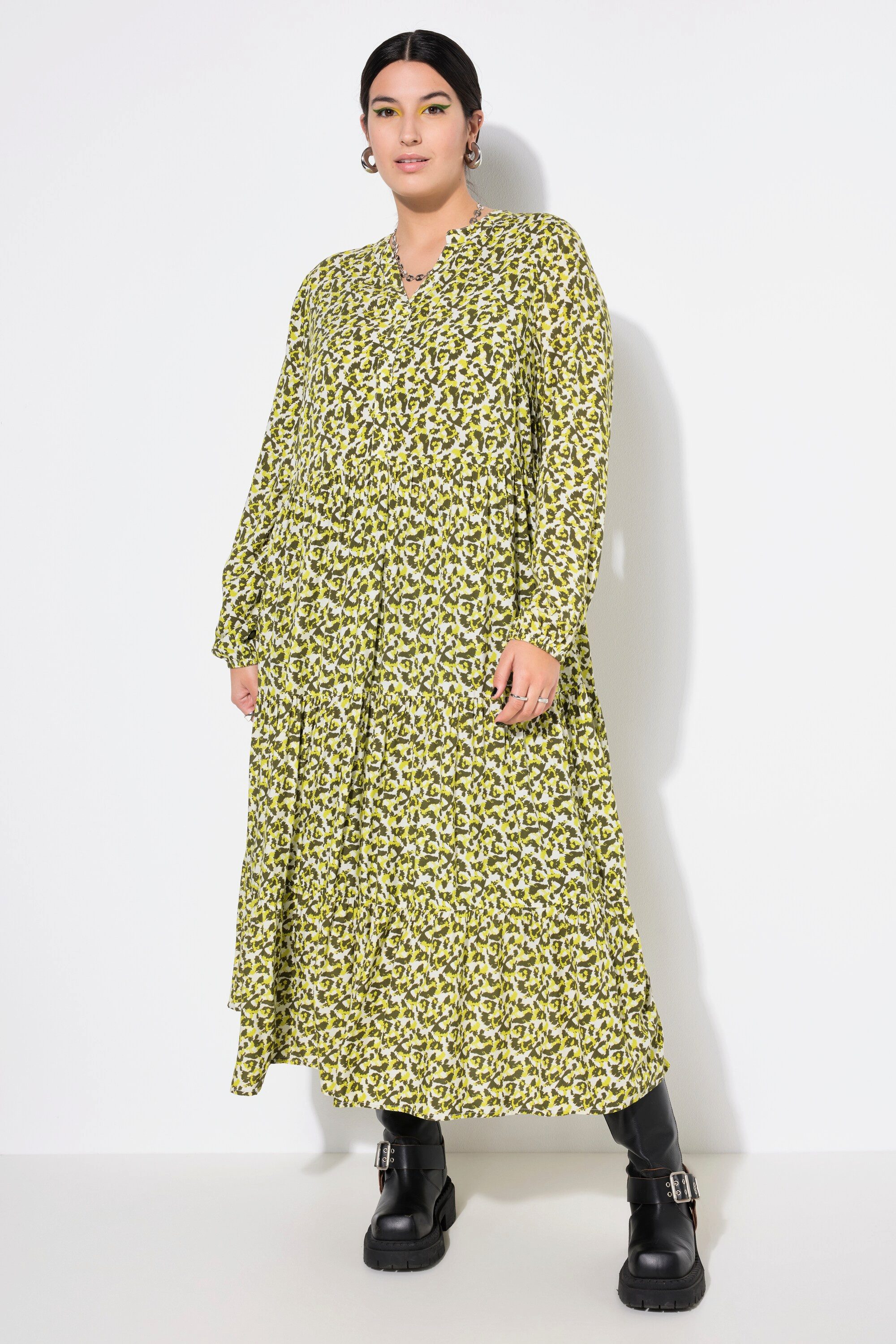 Maxikleid Maxikleid Modern-Leo V-Ausschnitt Volants