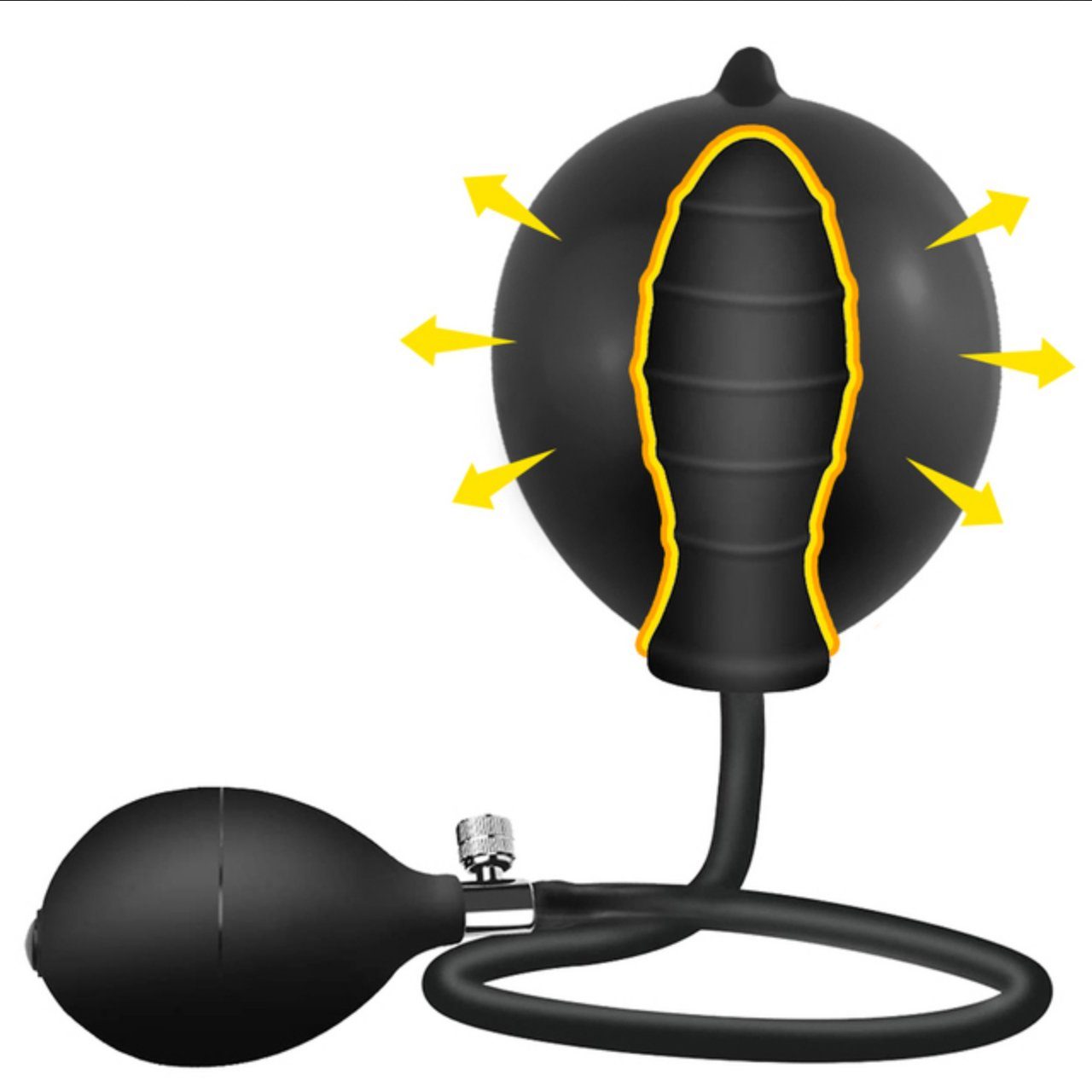 TPFSecret Analballon Inflatable Plug für mit 3,3cm Dehner bis Männer, aufblasbar Farbe stufenlos Pumpe Schwarz Anal 12,7cm und aufblasbar, von Anal Plug Frauen