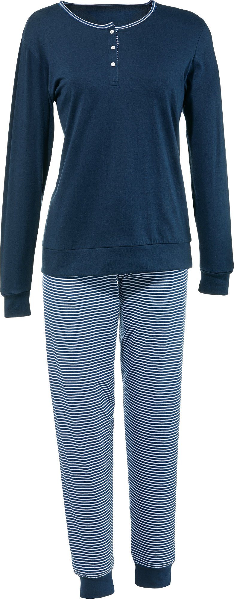 Erwin Müller Pyjama Damen-Schlafanzug (2 tlg) Single-Jersey Streifen