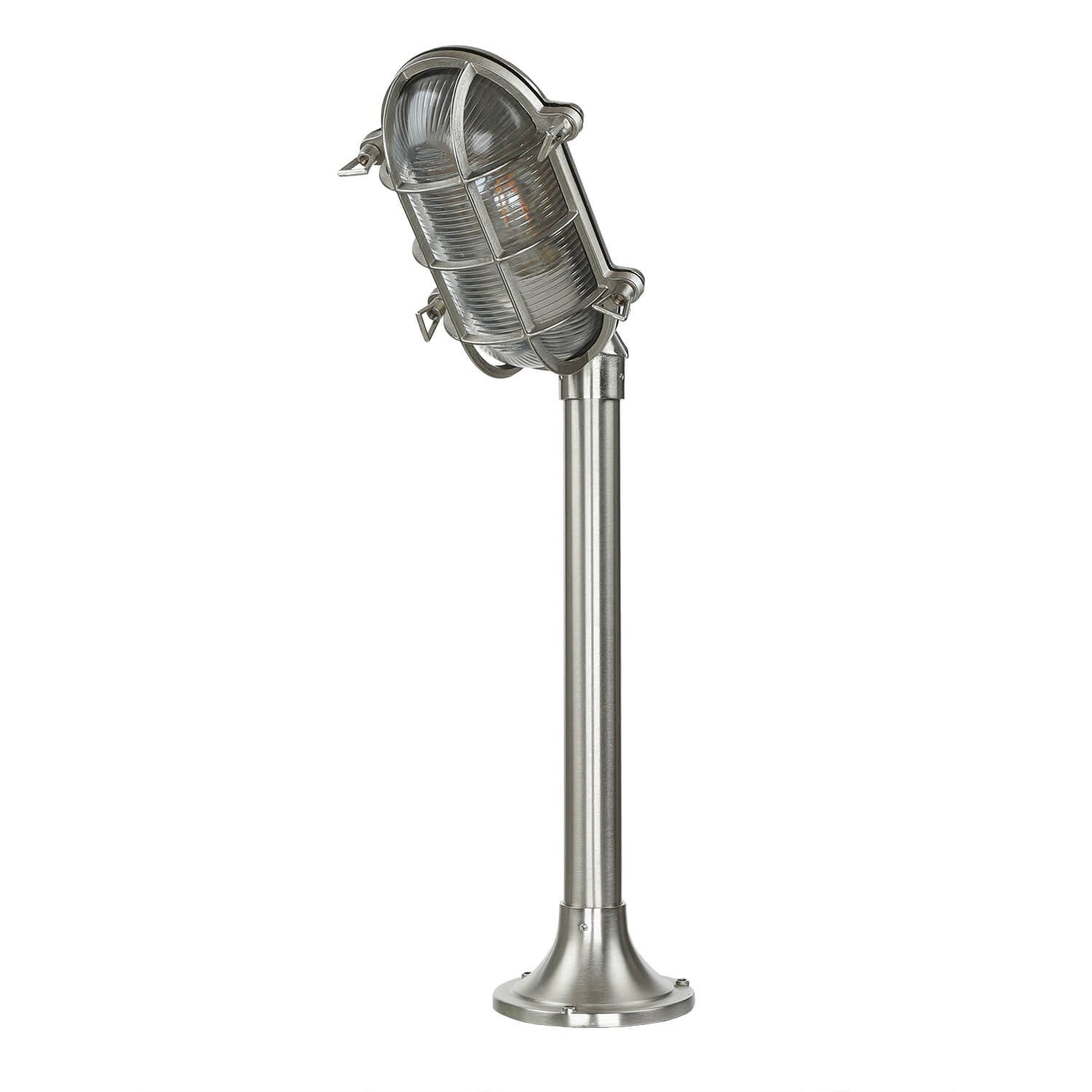 Licht-Erlebnisse Außen-Stehlampe SKIATHOS, ohne Leuchtmittel, Wegeleuchte Echt Messing Nickel maritim Gartenlampe Terrasse Lampe
