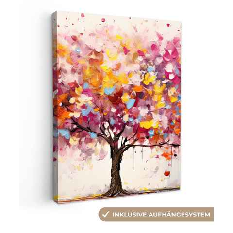 OneMillionCanvasses® Leinwandbild Aquarell - Baum - Kunst - Abstrakt, (1 St), Leinwand Bilder für Wohnzimmer Schlafzimmer 30x40 cm