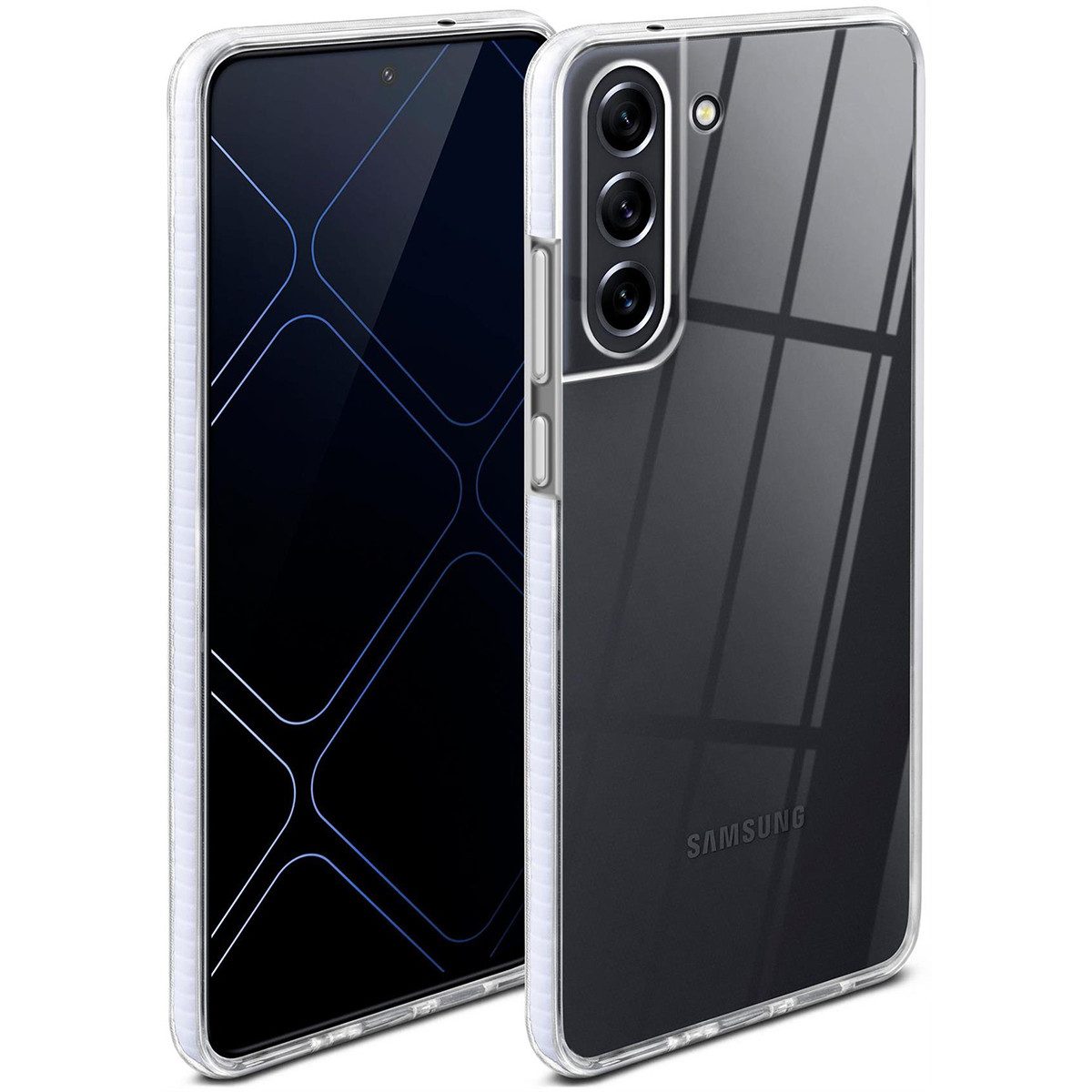 ONEFLOW Handyhülle für Samsung Galaxy S21 FE 5G Hülle Silikon Cushion Case Weiß 6,4 Zoll, Schutzhülle Transparent Bumper Back Cover Silikonhülle Durchsichtig