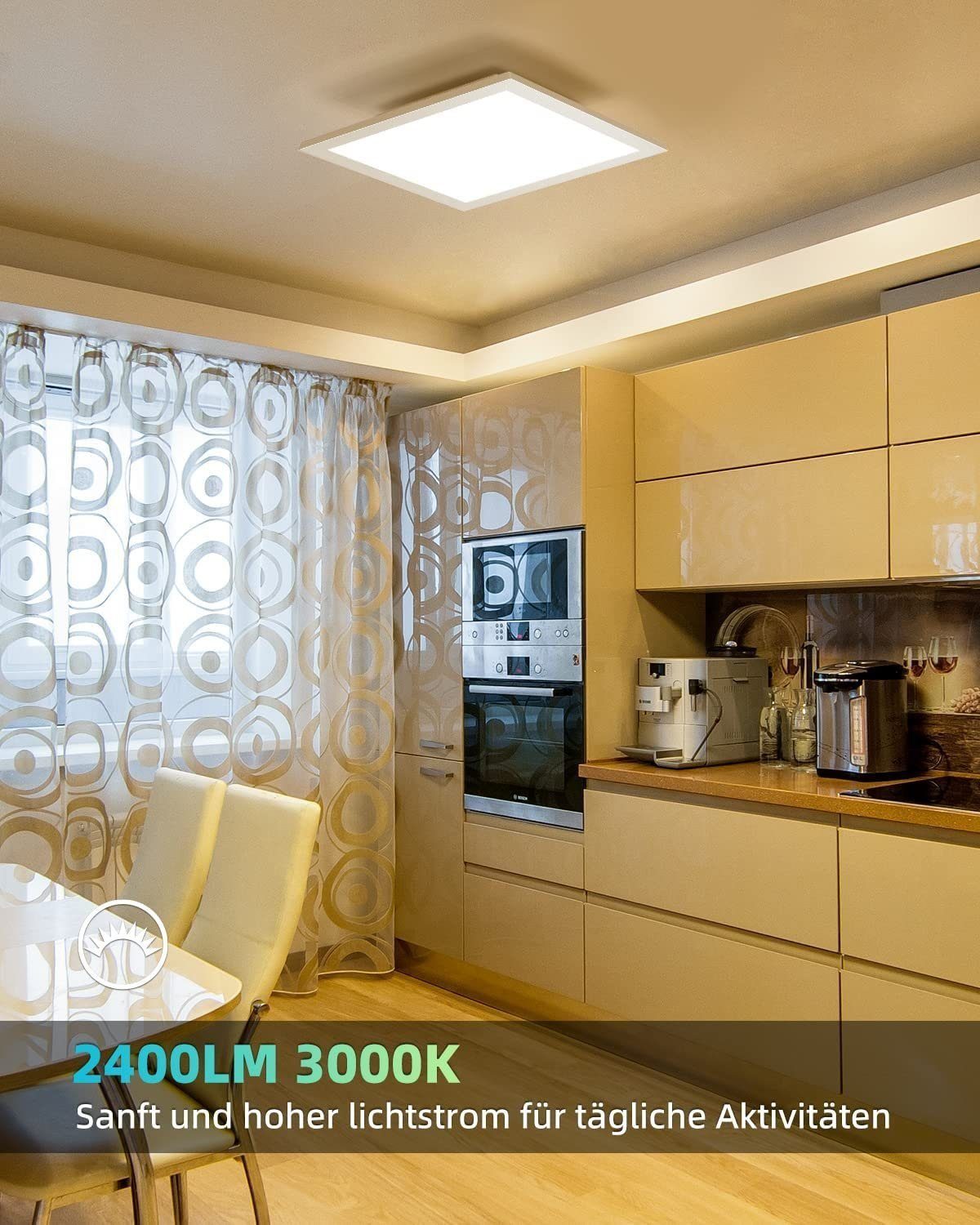 mit Warmweiß, Quadrat, ZMH LED 3000k, 45*45cm Speicherfunktion Modern Schlafzimmer Panel Rechteckig integriert, fest Flur, LED