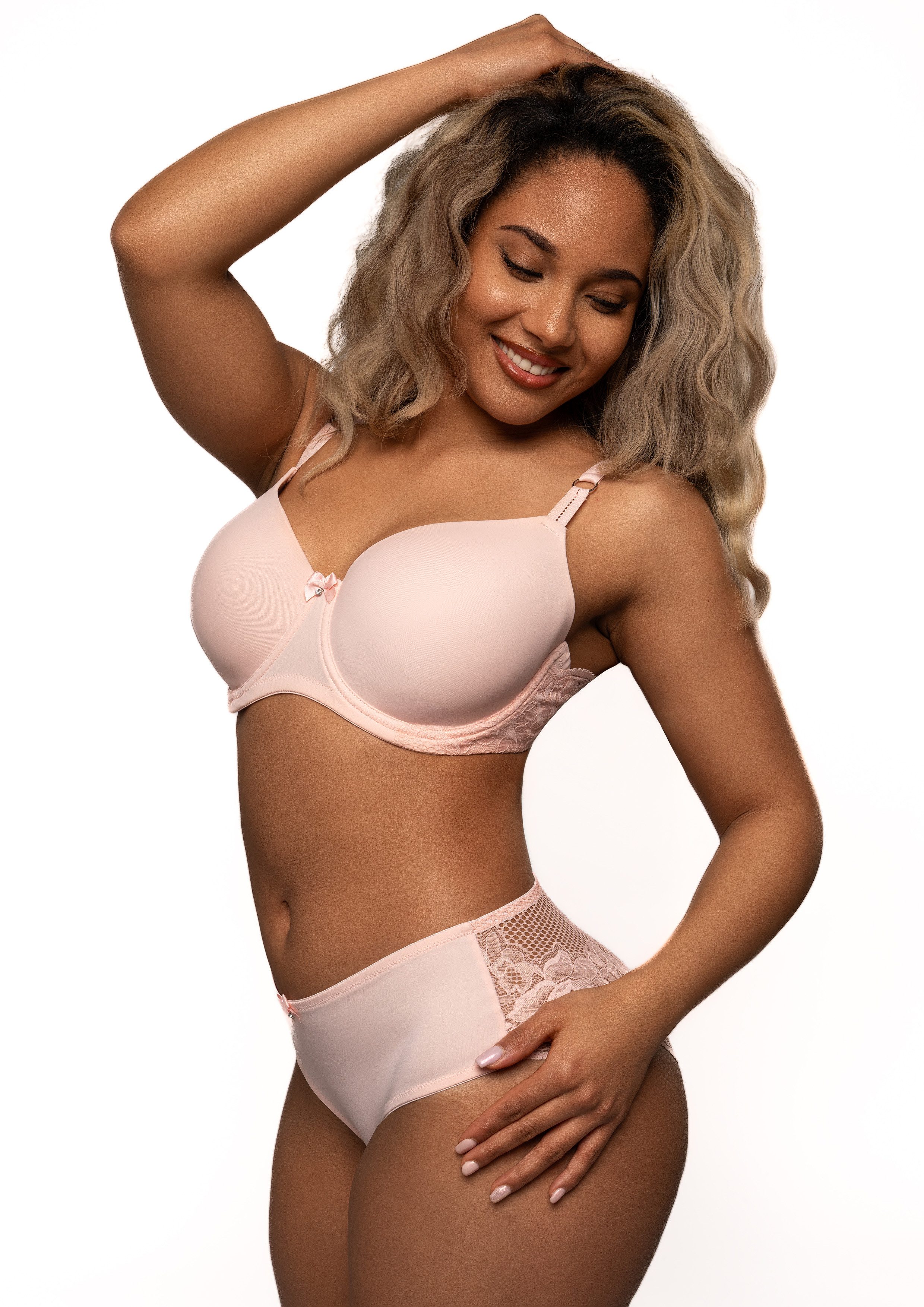 After Eden D-cup & up Slip FARO mit Schleife und Glitzerstein, mit Spitze, feminin, elastisch, eng – Bild 3 von 4
