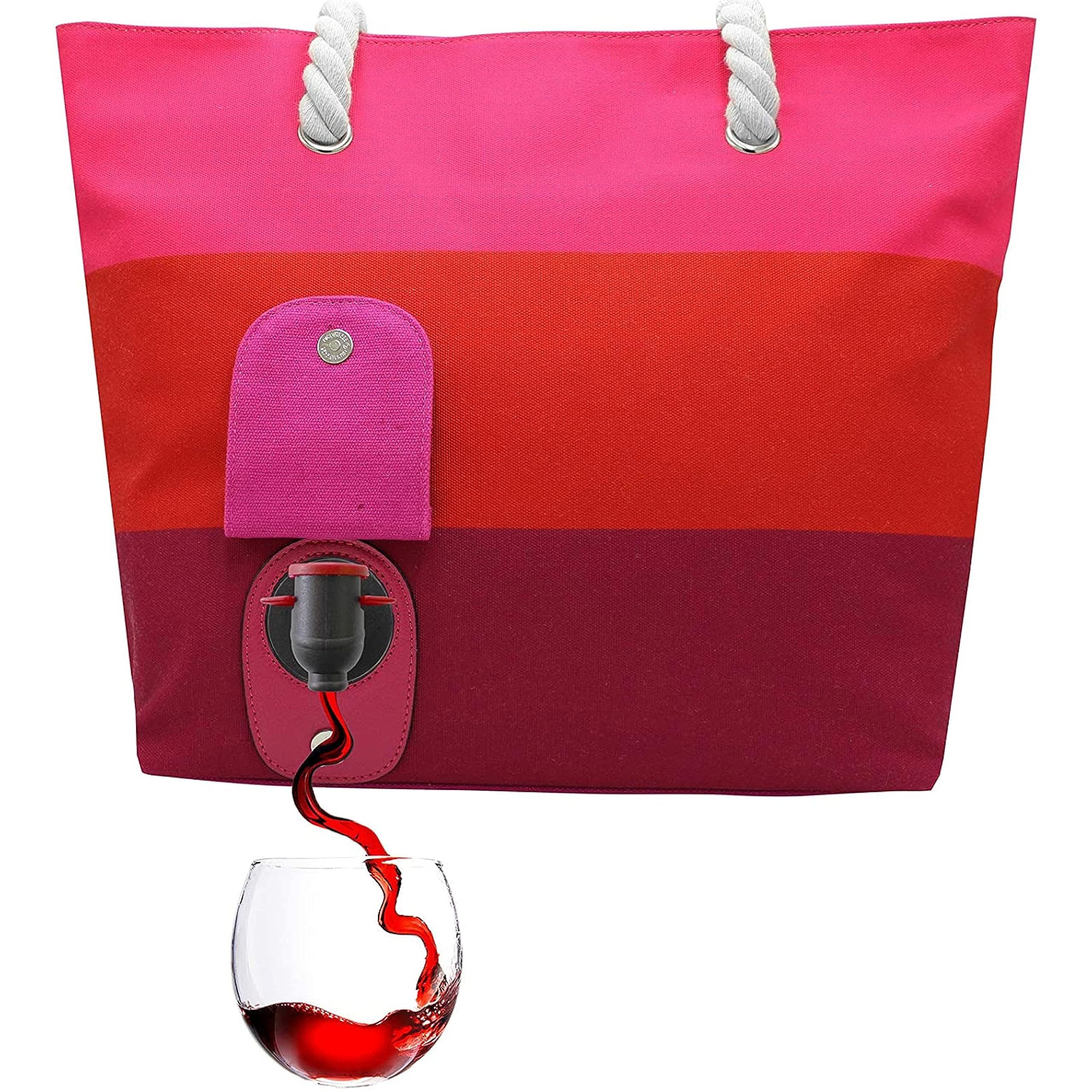 Portovino Trinkbeutel PortoVino Tote Beach Bag Canvas Wine Purse with Hidden Spout and