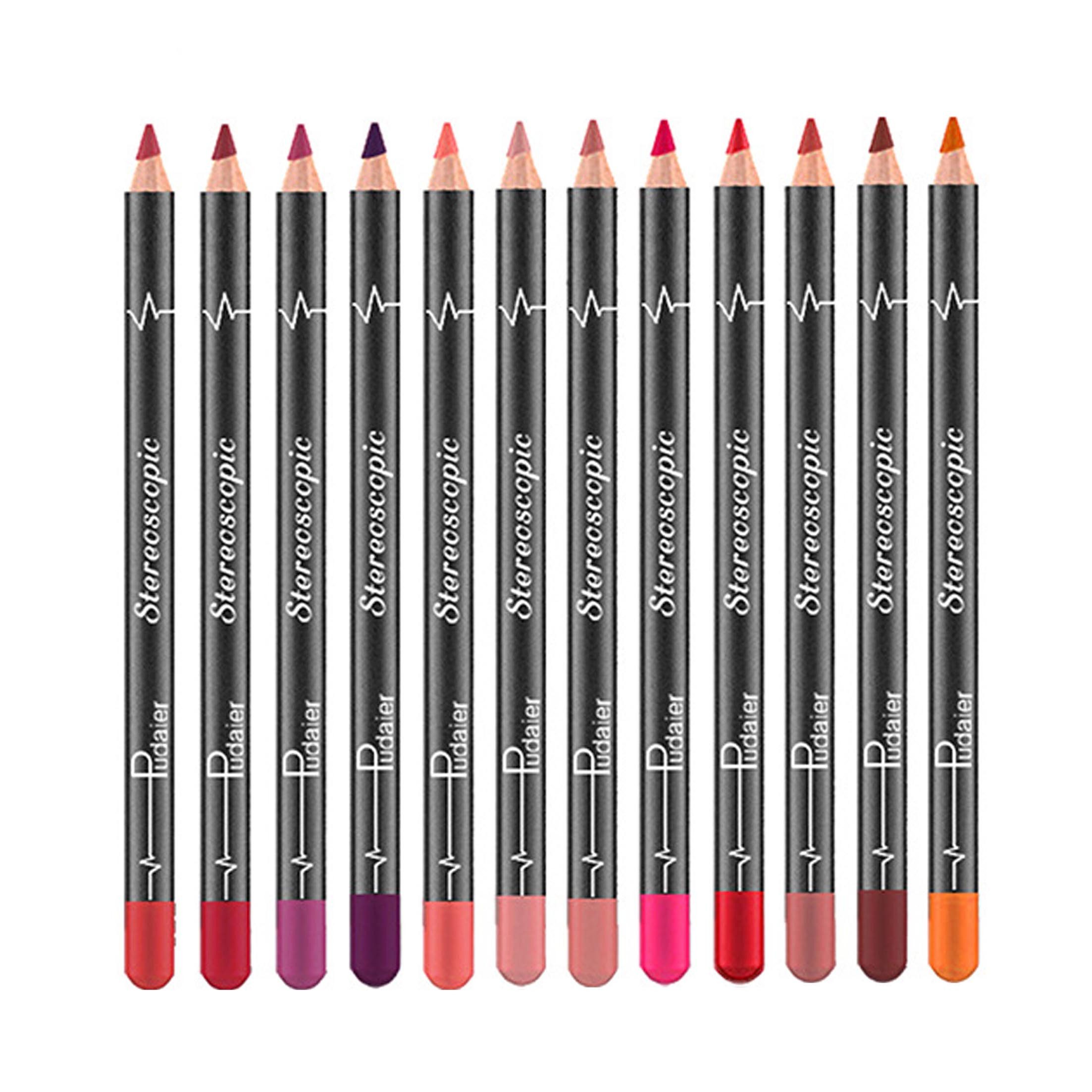 KINSI Lipliner 12 Farben Matte Lip Liner, Wasserfest, einfach zu zeichnen, 12-tlg., für Make-up & Alltag, langlebig