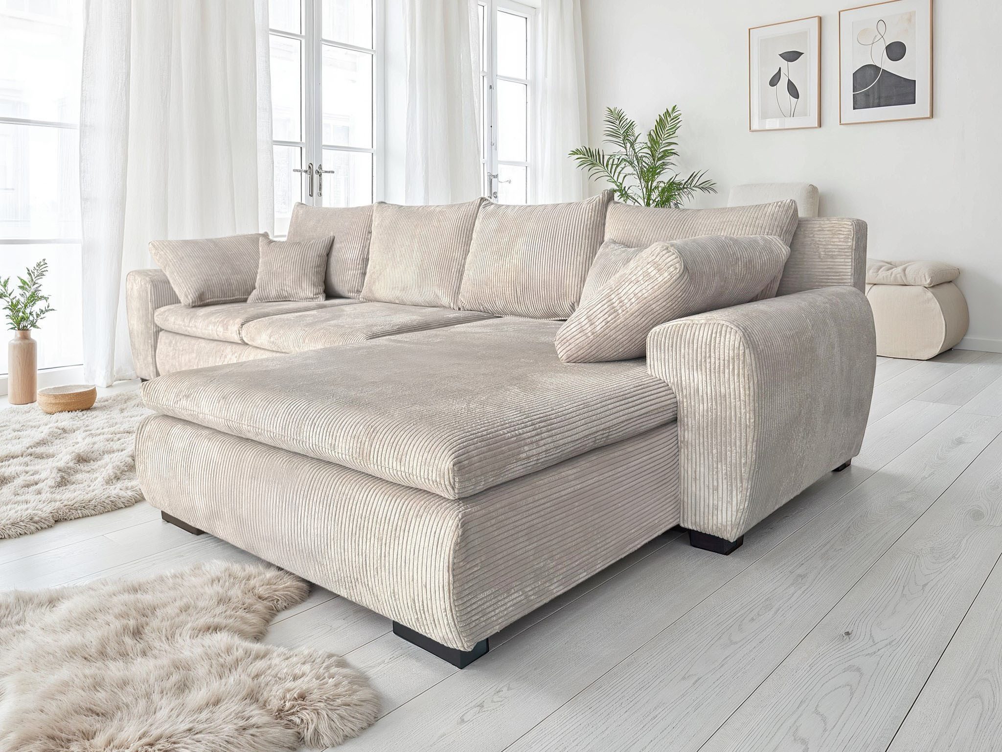 Home affaire Ecksofa Cara Mia L-Form, B: 325 cm, XXL-Sofa mit 4 Zierkissen, optional Schlaffunktion & Bettkasten, Liegefl. 145x270 cm