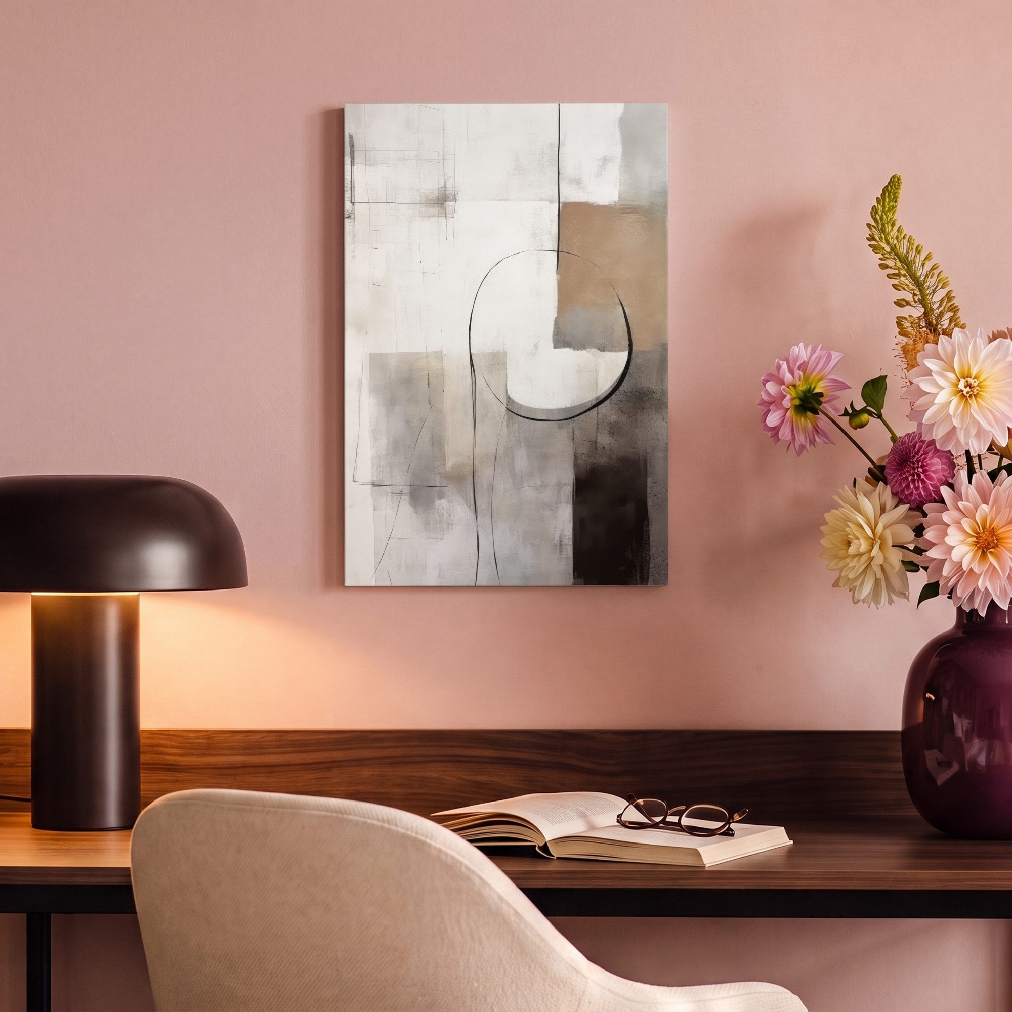 OneMillionCanvasses® Leinwandbild Abstrakte Kunst - Industriell - Weiß - Grau, Fotodruck (1 St), Wandbild, Deko Schlafzimmer Wohnzimmer Flur 20x20 cm – Bild 4 von 5