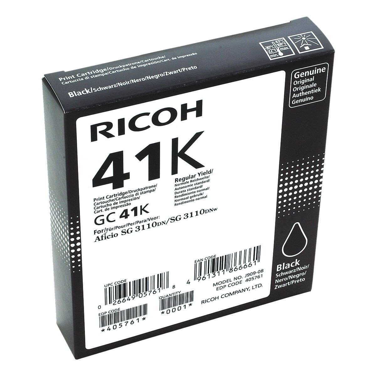 Ricoh 405761 Tintenpatrone (Original Gel-Patrone, schwarz)