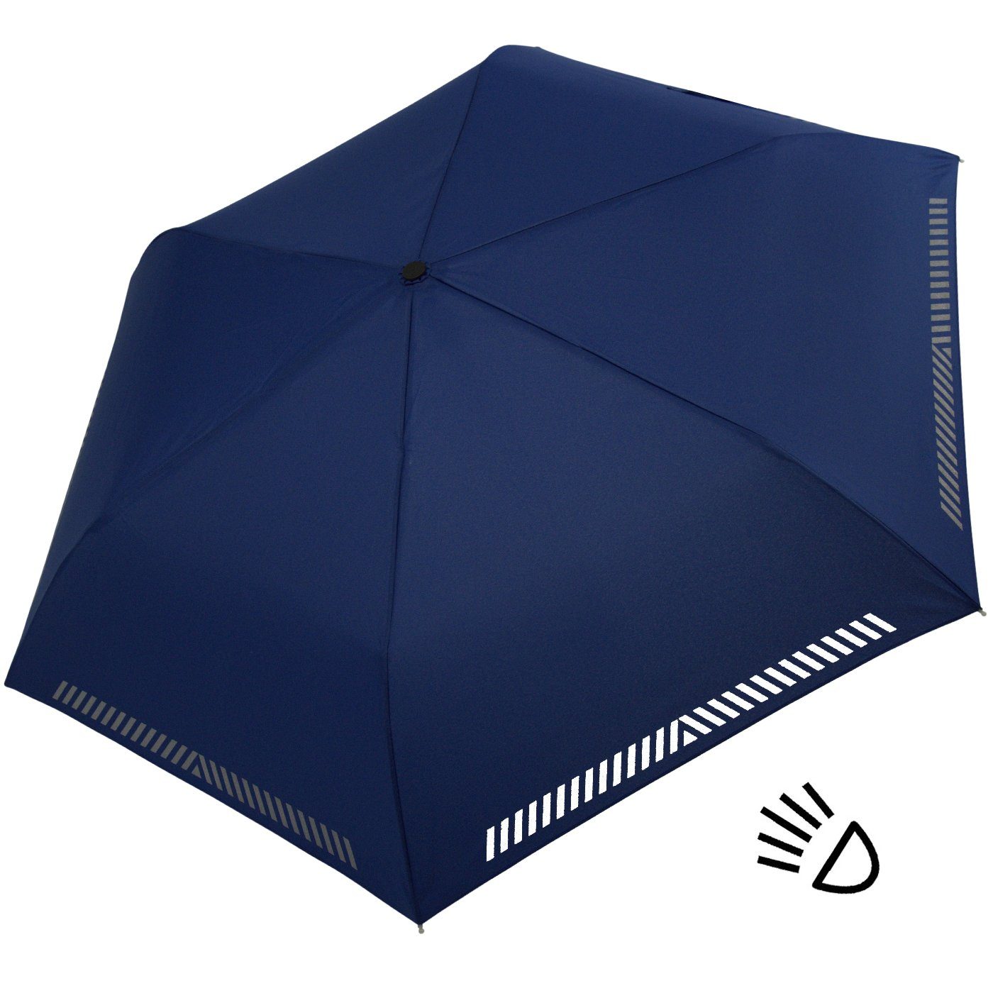 iX-brella Taschenregenschirm für Kinder Safety Reflex mit Auf-Zu-Automatik, kräftige Farben mit reflektierenden Streifen