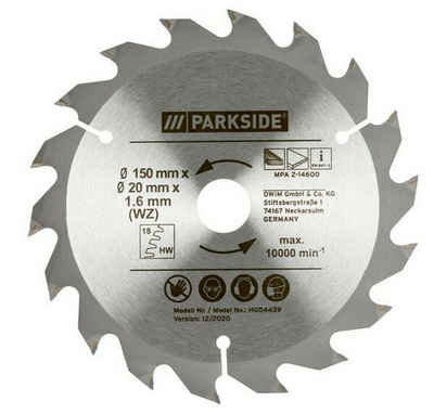 Parkside Kreissägeblatt Parkside HM Handkreissägeblatt, 150 mm x 20/16 x 18 Z Sägeblatt WZ TCT