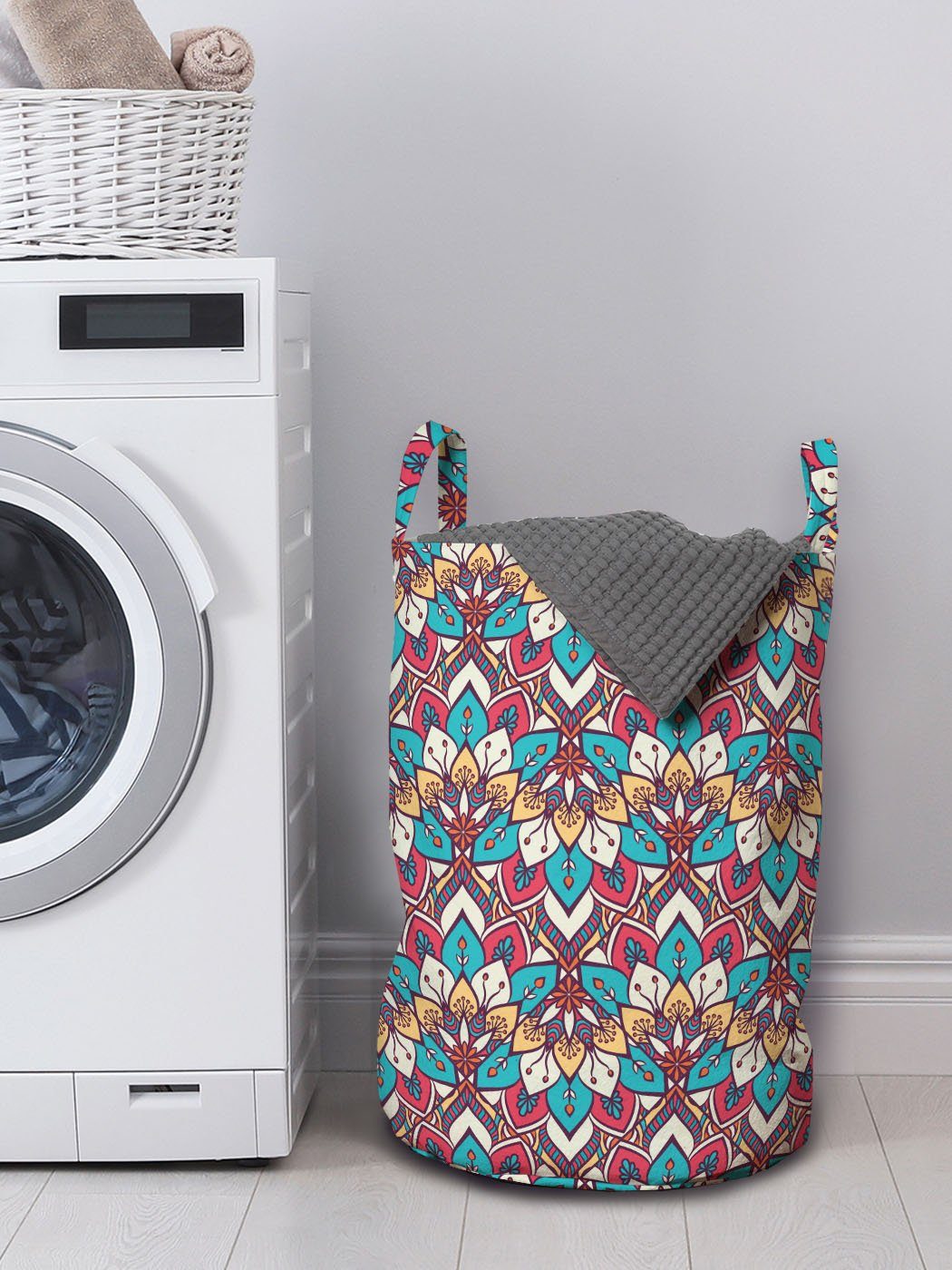 Mandala mit Oriental Wäschesäckchen Abakuhaus Pattern für Kordelzugverschluss Wäschekorb Waschsalons, Griffen