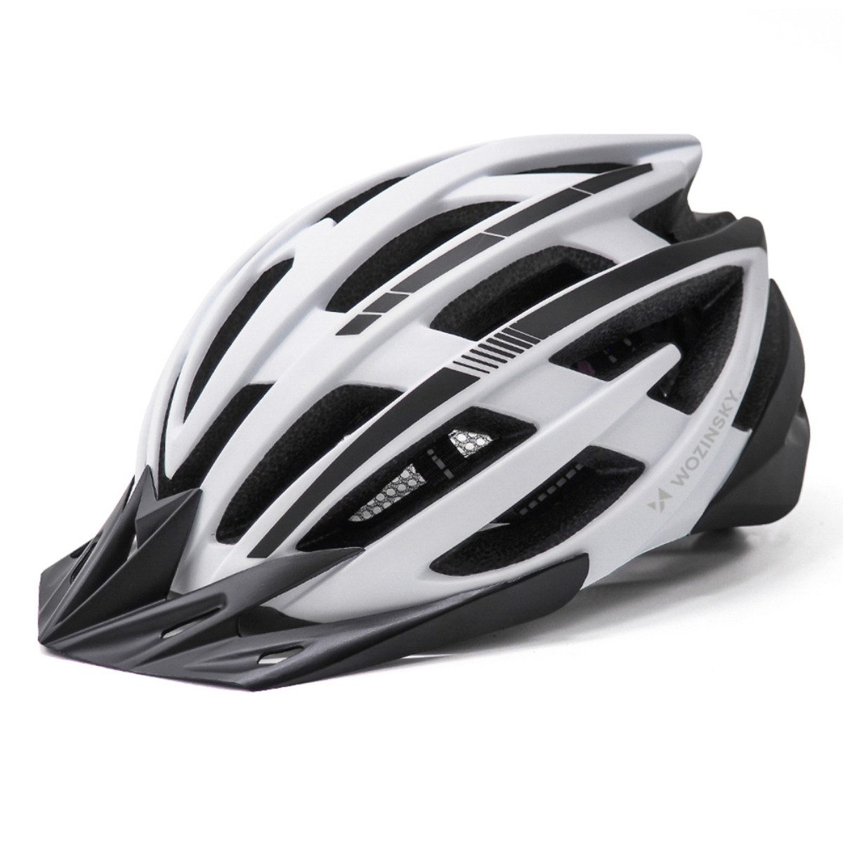 Wozinsky Fahrradhelm HT-28, USB-LED-Rücklicht für zusätzliche Sichtbarkeit, Visier abnehmbar
