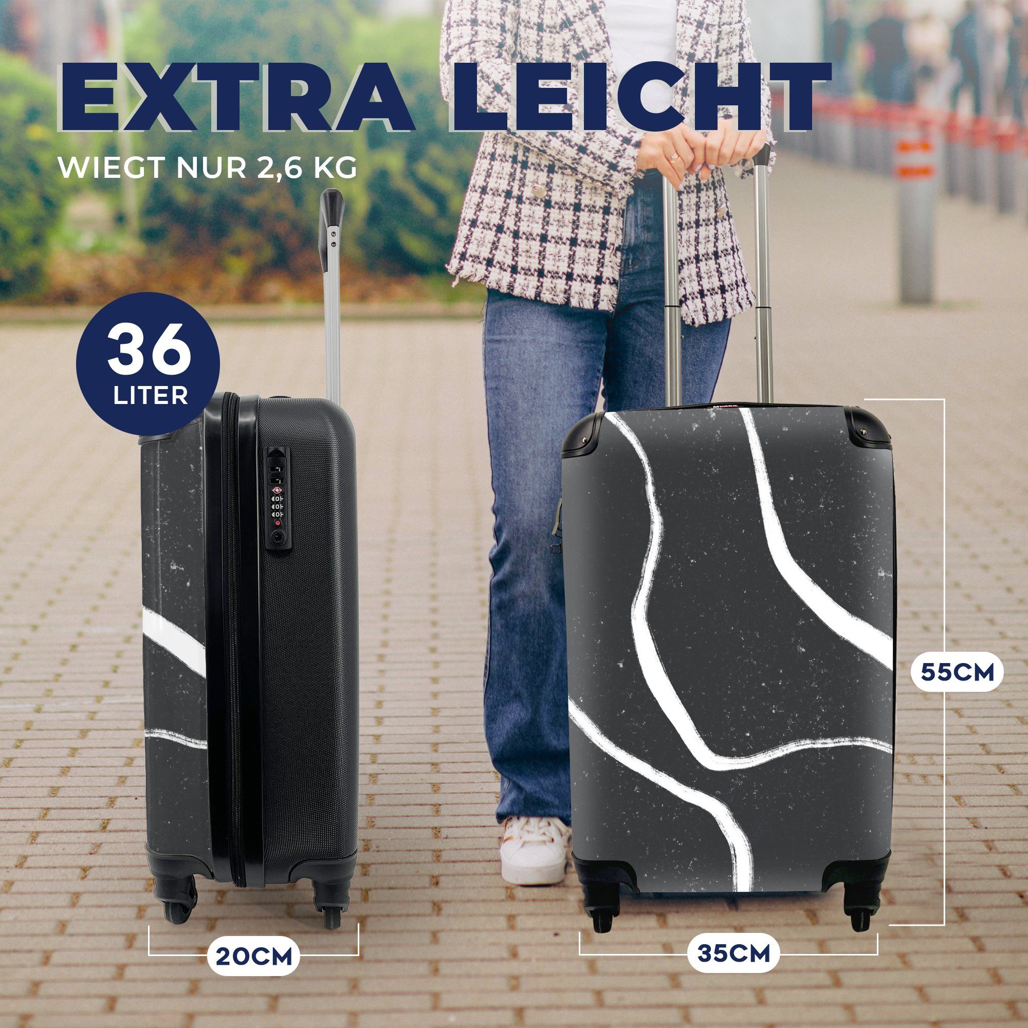 - rollen, mit Rollen, Ferien, Gestaltung, Minimalismus MuchoWow für Handgepäck Linie Trolley, - Reisetasche Reisekoffer Handgepäckkoffer 4