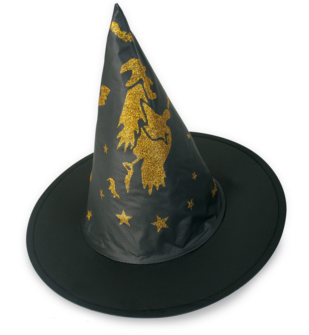 Hexen-Kostüm Hexenhut Hut mit Golddruck 2 Modelle Halloween Fasching Karneval