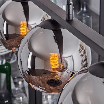 hofstein Pendelleuchte Hängelampe aus Metall/Glas in Schwarz/Chromfarben, ohne Leuchtmittel, Hängeleuchte mit Glasschirmen (15 cm), Höhe max. 111,5 cm, 5 x E27