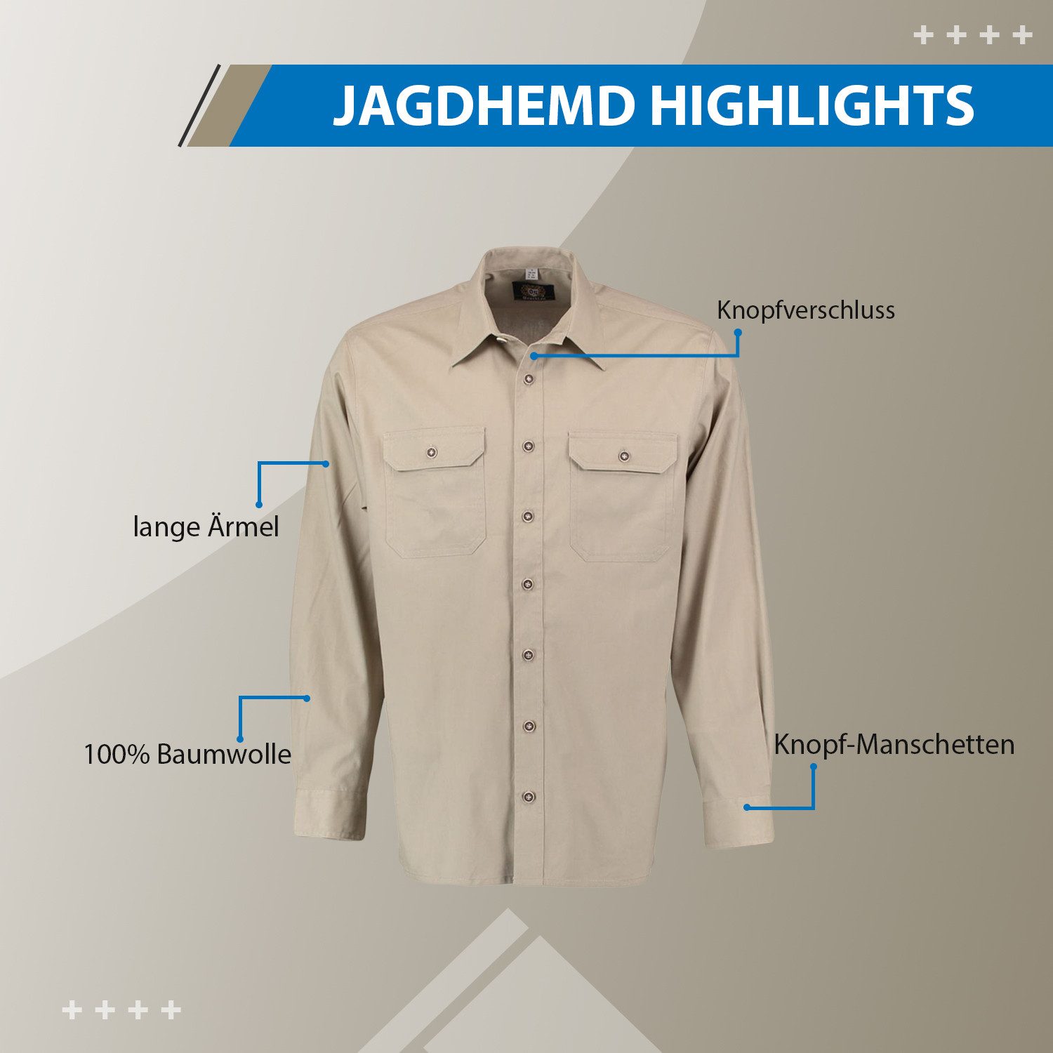 German Wear Trachtenhemd OJ10 - 2P Jagdhemd hemd jäger Hemd Langarm Hemd – Bild 5 von 5