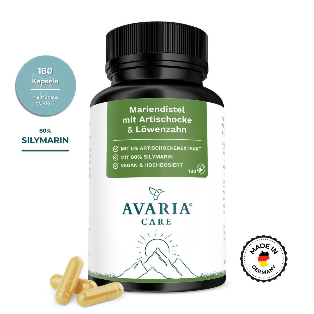 Avaria Care Mariendistel mit Artischocke & Löwenzahn Kapsel (pflanzliche HPMC-Kapsel)