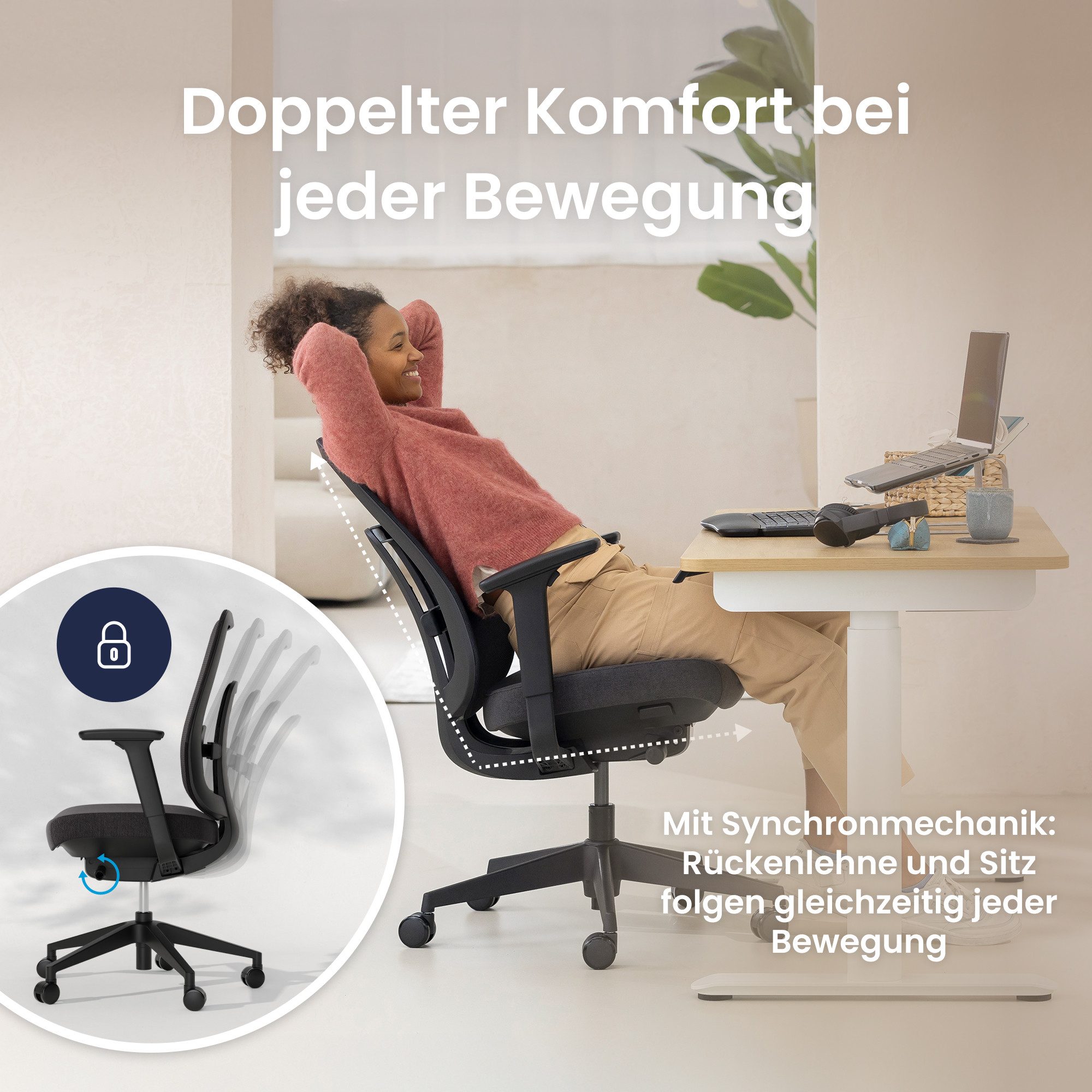 Ergotopia Bürostuhl PureBack ergonomischer Schreibtischstuhl