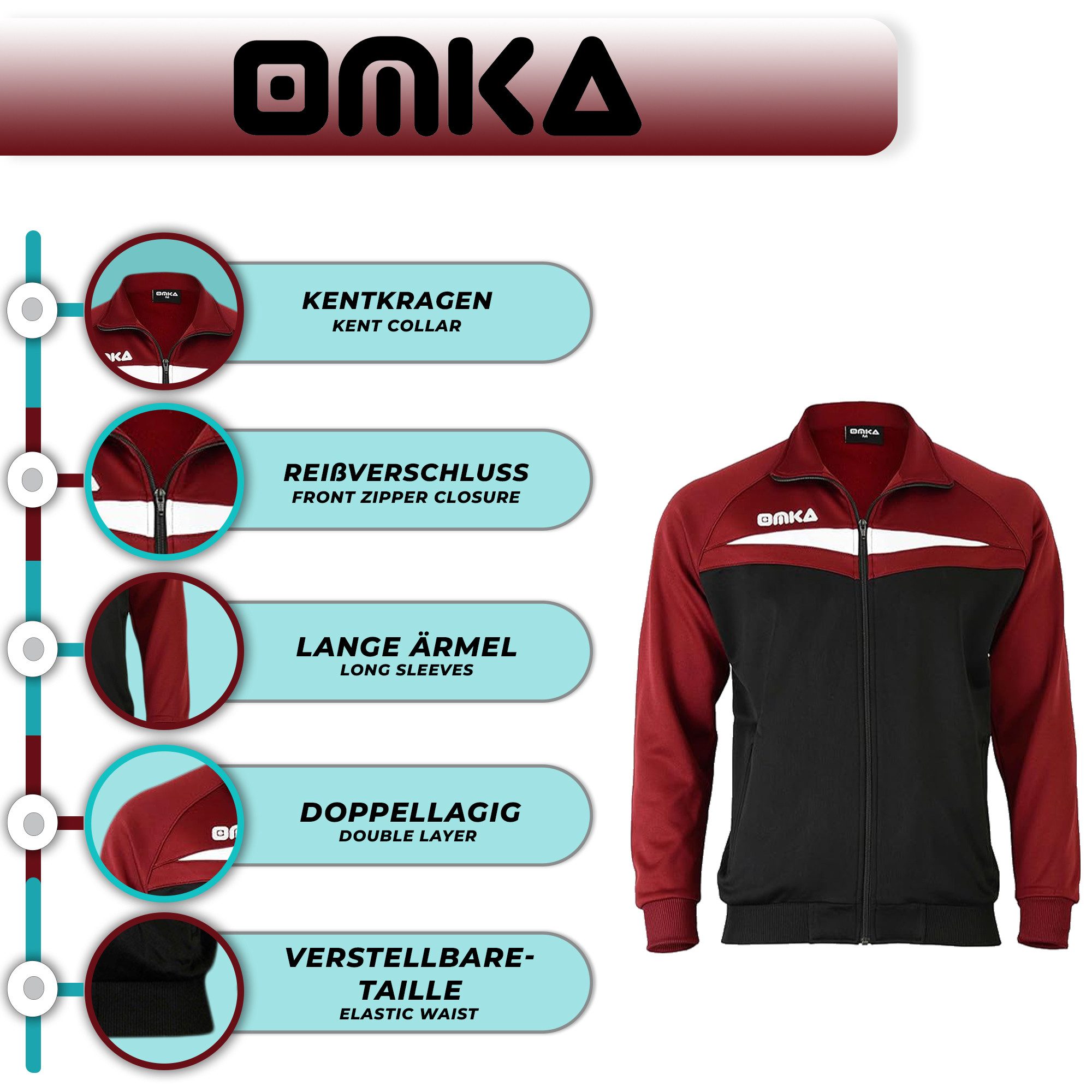 OMKA Trainingsjacke OK200J OMKA Optima Trainingsjacke Joggingjacke Sportjacke