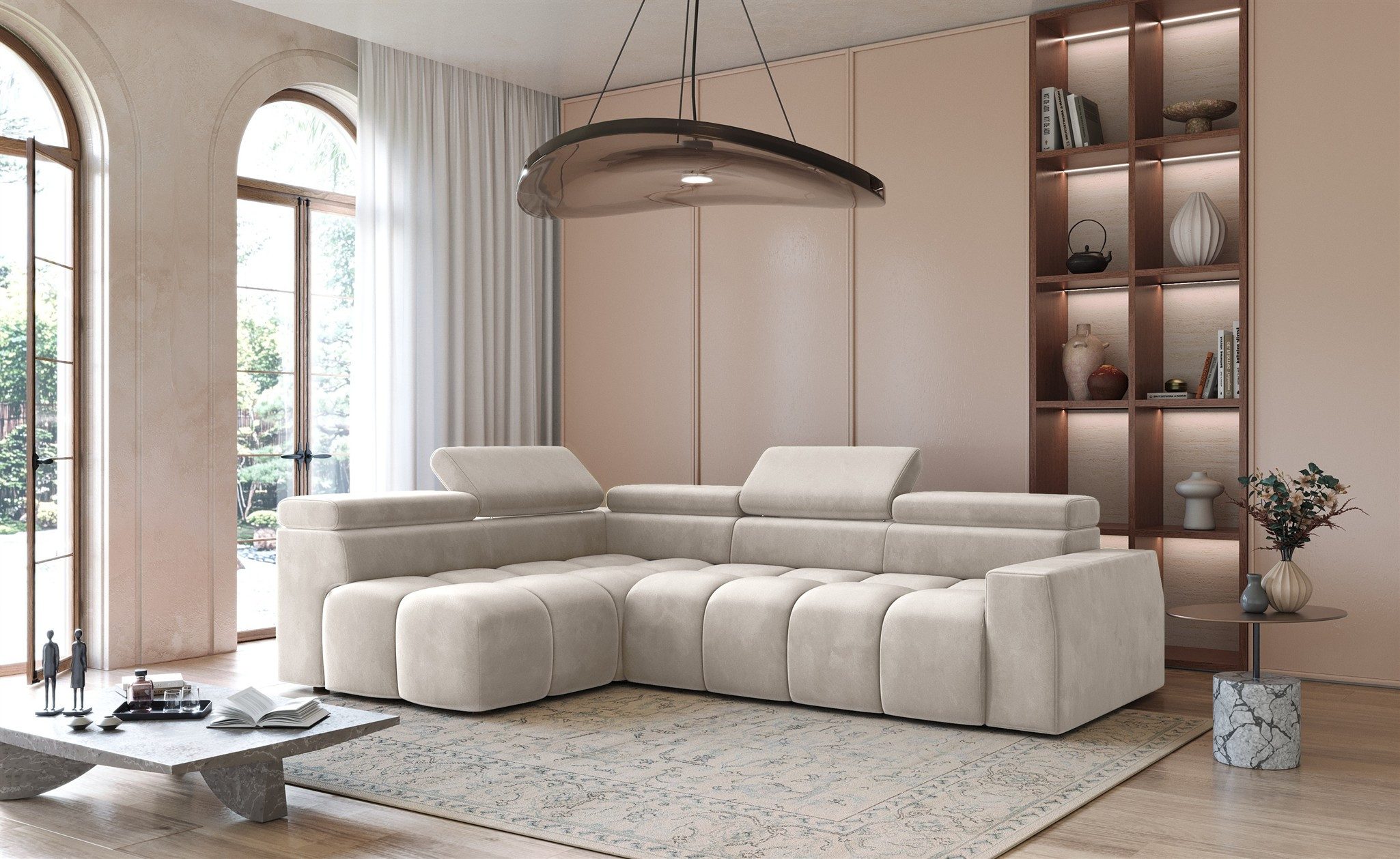 Fun Möbel Ecksofa Sofa Designersofa FUN NUBE x5, Beige, Ottomane Links