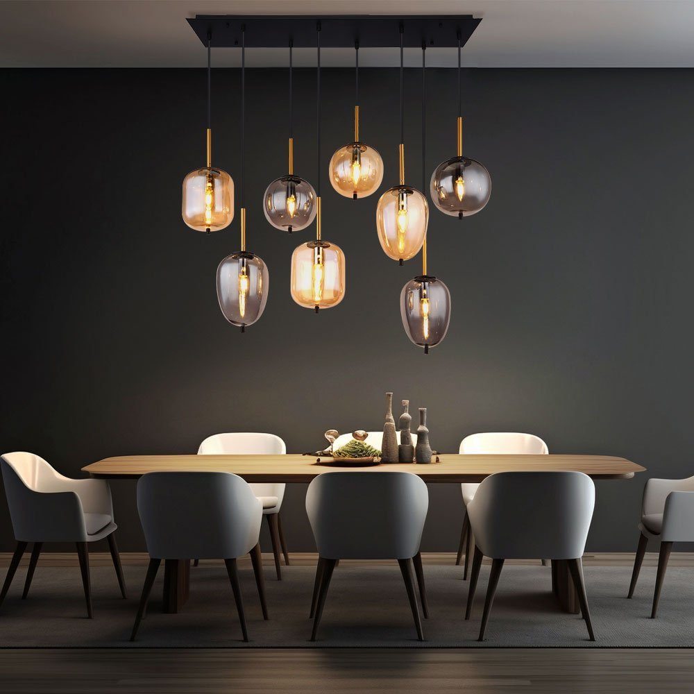 GLOBO LIGHTING Pendelleuchte, Leuchtmittel nicht inklusive, Hängeleuchte Deckenleuchte Pendellampe Messing-matt Amber-Glas