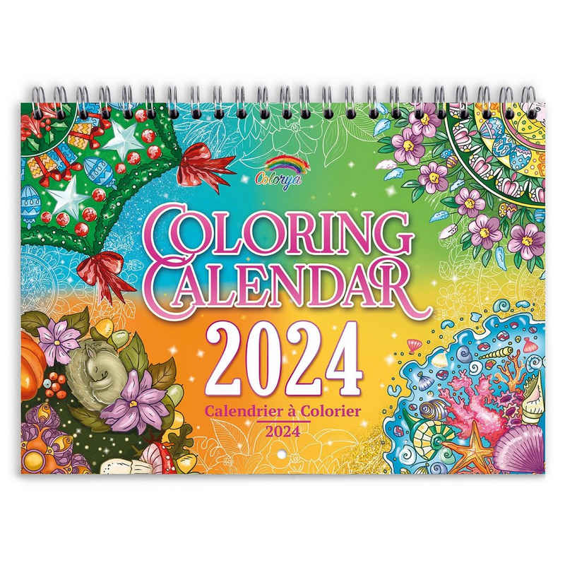Colorya Календари Ausmalkalender 2024 von Colorya - A4 Wandkalender 2024-2024, hängender (1-tlg)