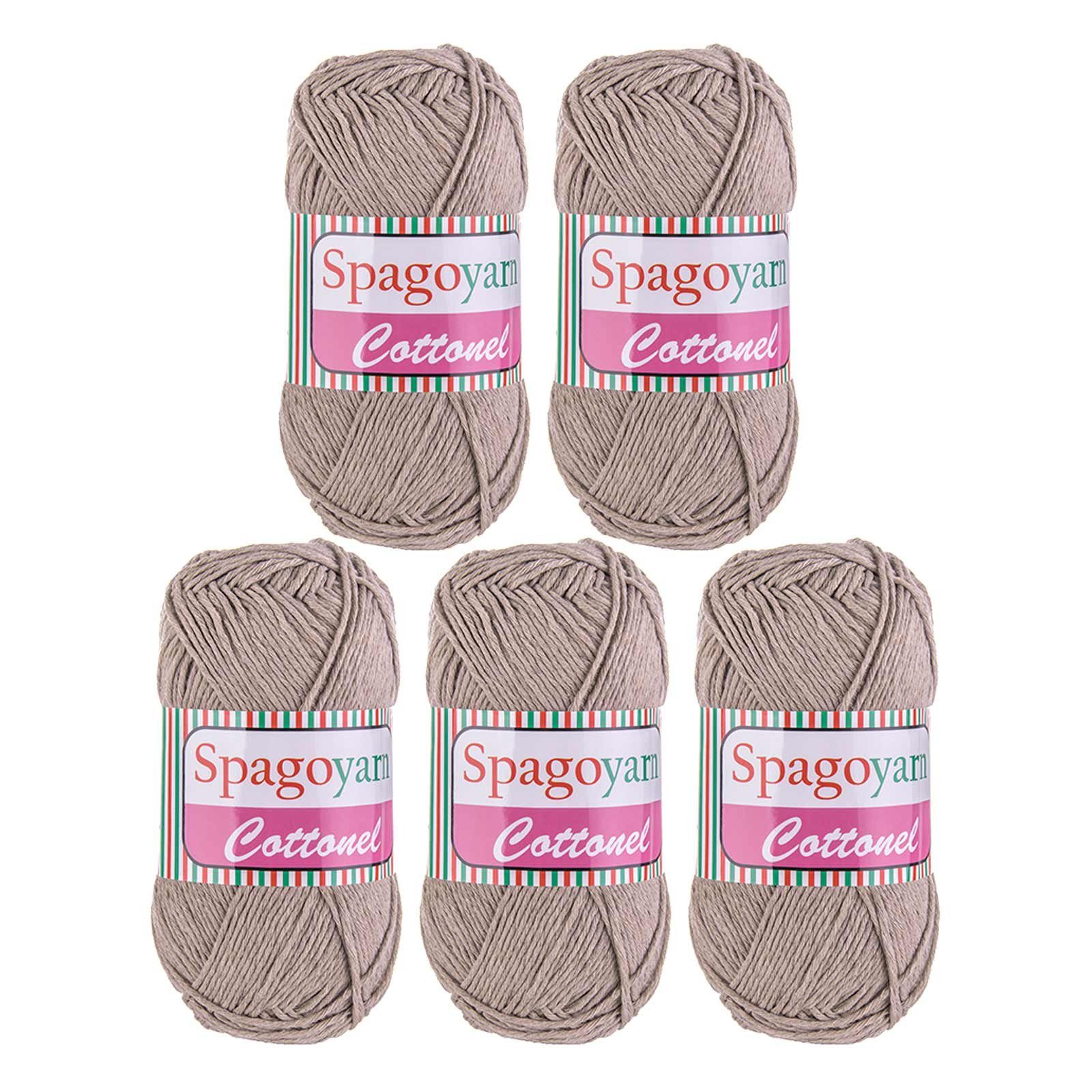 spagoyarn 500g Strickgarn Cottonel Uni Häkelwolle, 200 m, graubeige