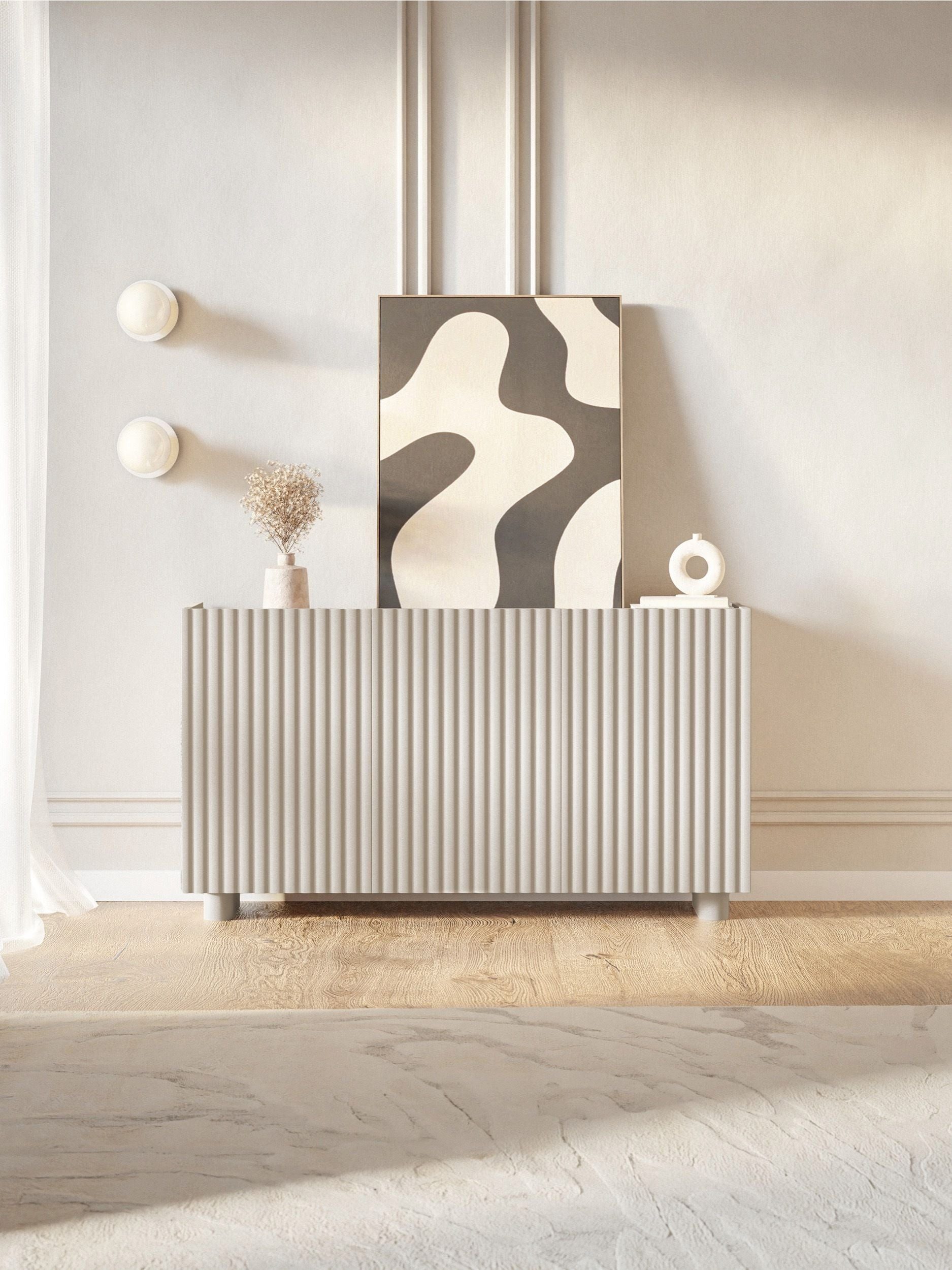 Selsey Sideboard FIORRA, Sideboard mit geriffelten Fronten, 2 oder 3 Türen