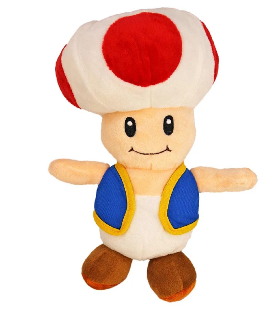 Nintendo Kuscheltier Super Mario Toad Plüschfigur Stofftier 30 cm (Set, 1-St., Geschenk-Set), Toad-Look Pilzkopf weiche Oberfläche,zum Kuscheln,Spielen und Sammeln