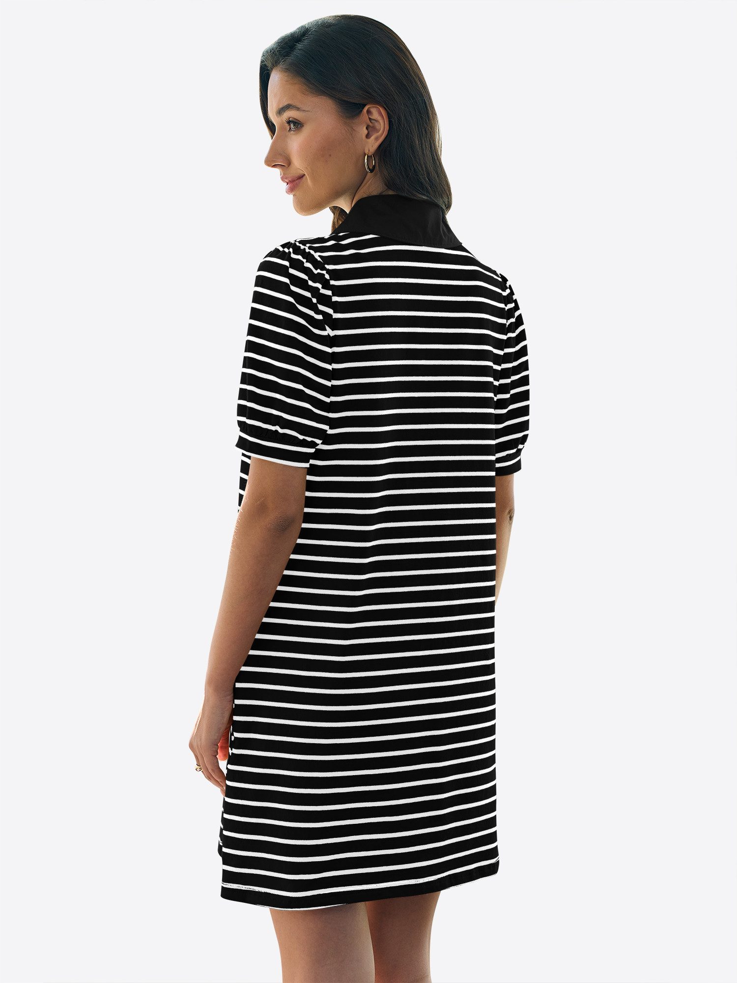 Imily Bela Blusenkleid Streifenkleid mit Puffärmel (Packung, 1-tlg., 1per-Pack) V-Ausschnitt