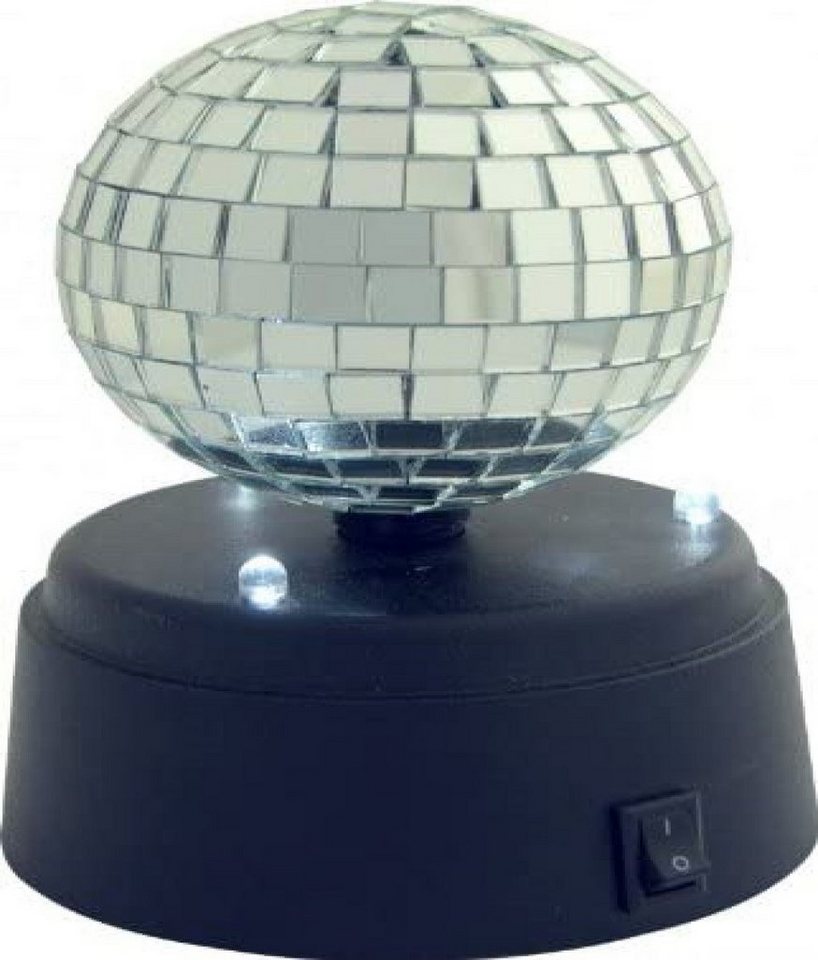 LED Spiegelkugel Discokugel 13cm mit Standfuß bunte LED Batterie u USB Betrieb