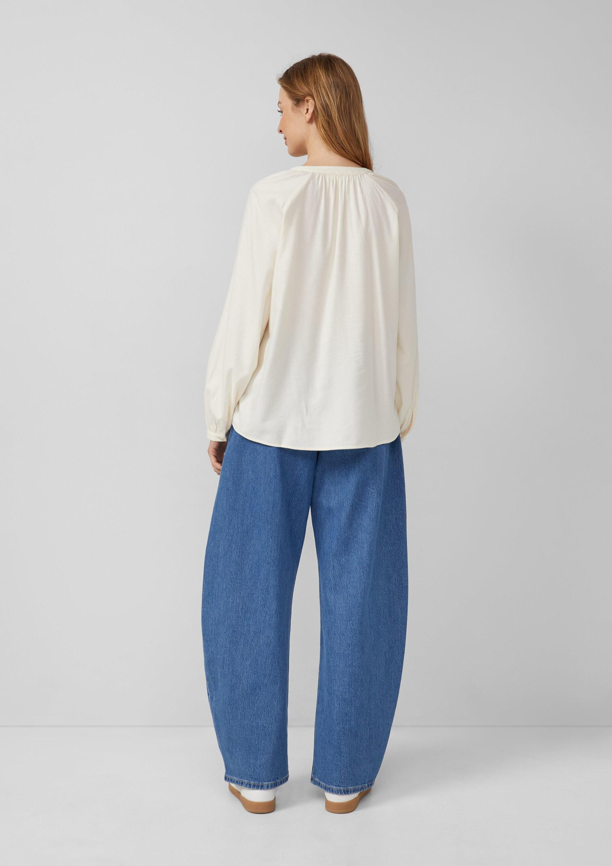 s.Oliver Langarmbluse Bluse Flanell-Bluse im Relaxed Fit mit Raffung