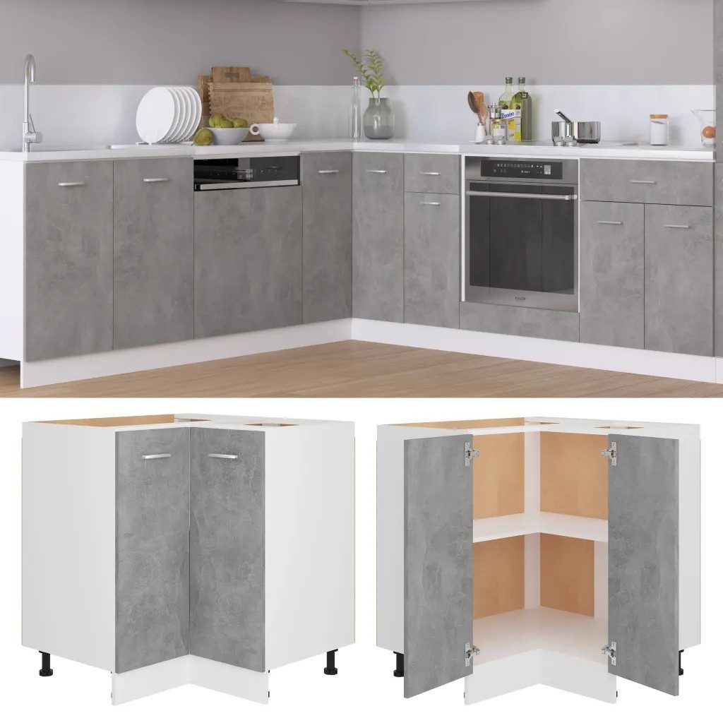 vidaXL Küchenbuffet vidaXL Eckunterschrank Lyon Betongrau 75,5x75,5x81,5 cm Holzwerkstoff