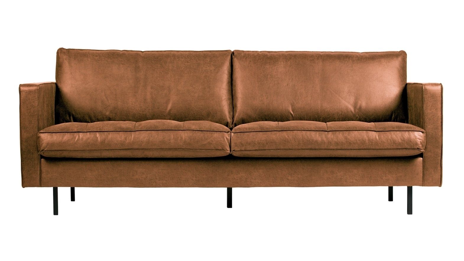Cognac, Leder Rodeo 2,5-Sitzer freistellbar, Sitzkissen - "Classic" gesteppte BePureHome Sofa Sofa