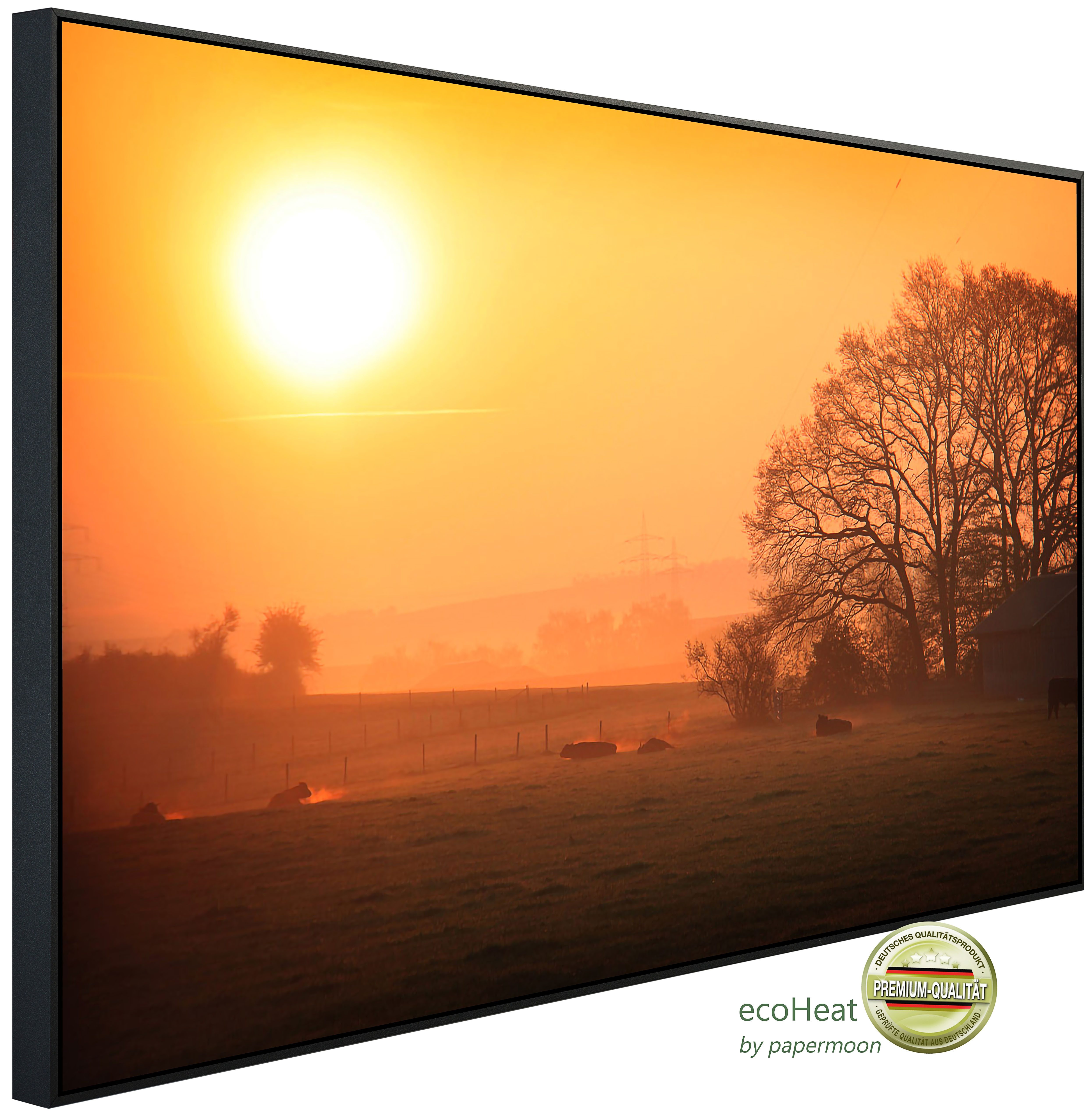 Papermoon Infrarotheizung INFRAROT-BILD-HEIZUNG, Sonniger nebliger Sonnenaufgang, TÜV-Rheinland/GS zertifiziert, angenehme Strahlungswärme