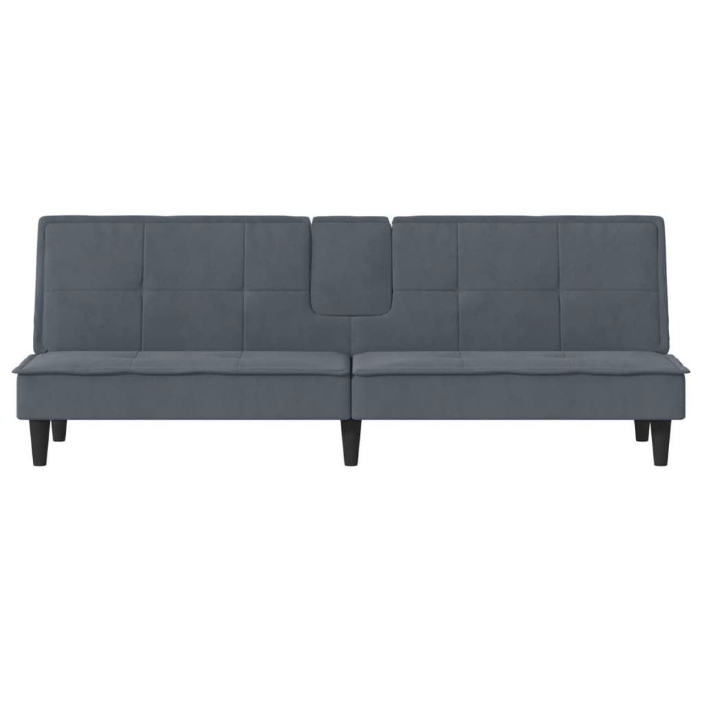 vidaXL Samt Schlafsofa Dunkelgrau Getränkehaltern Sofa mit