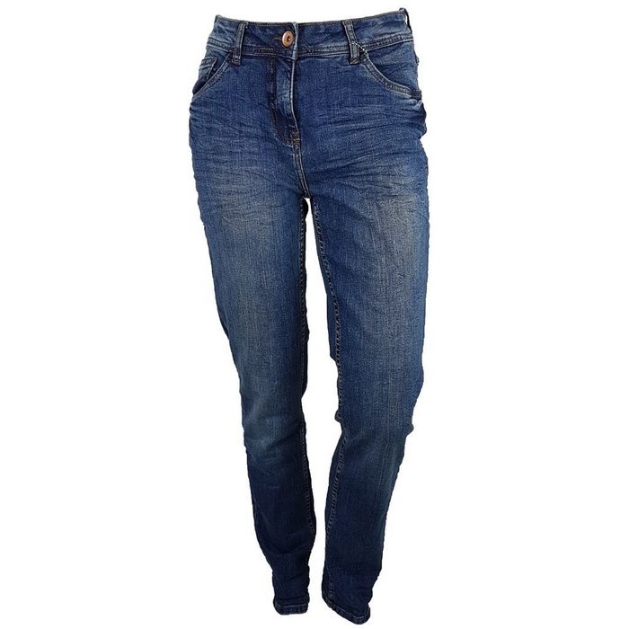 Cecil Straight-Jeans Cecil Damen Jeanshose TORONTO blau washed tight fit Baumwollmischgewebe 42563