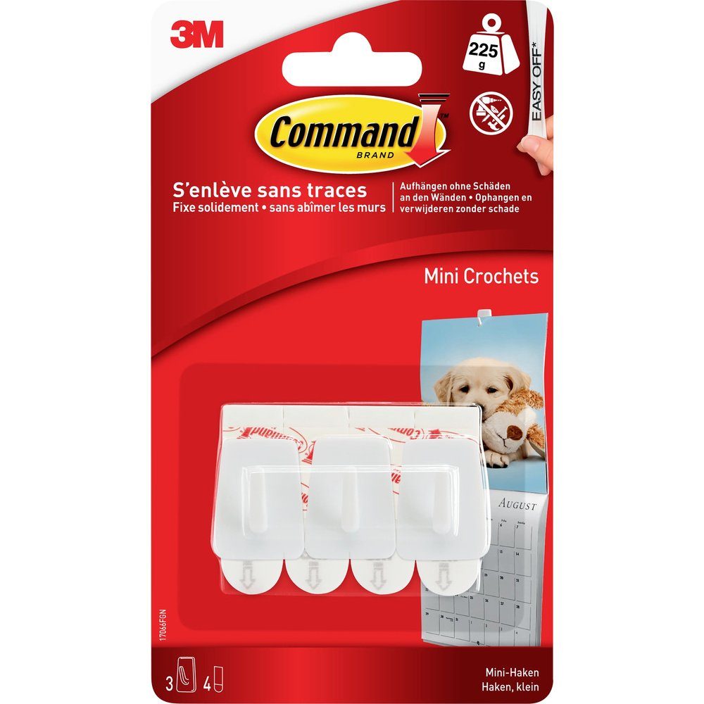 Klebehaken 3M Command™ Mini-Haken (L x B x H) 29 x 22 x 11 mm Weiß Inhalt: 3 St.