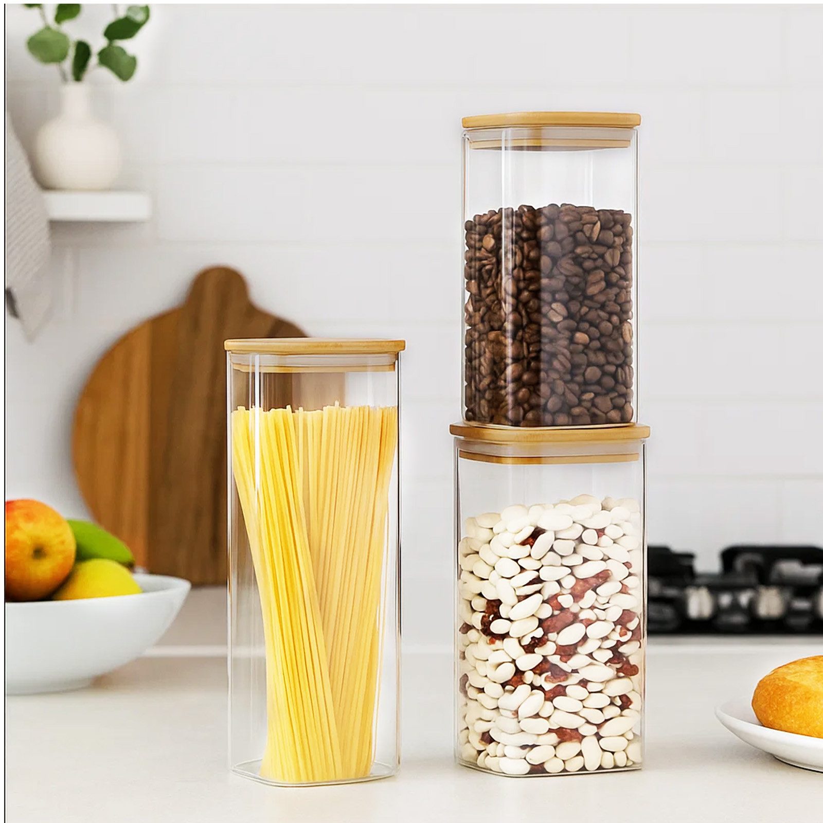 Youyijia Vorratsdose Glas Vorratsdosen mit Deckel Luftdicht, Spaghetti Vorratsglas – Bild 3 von 5