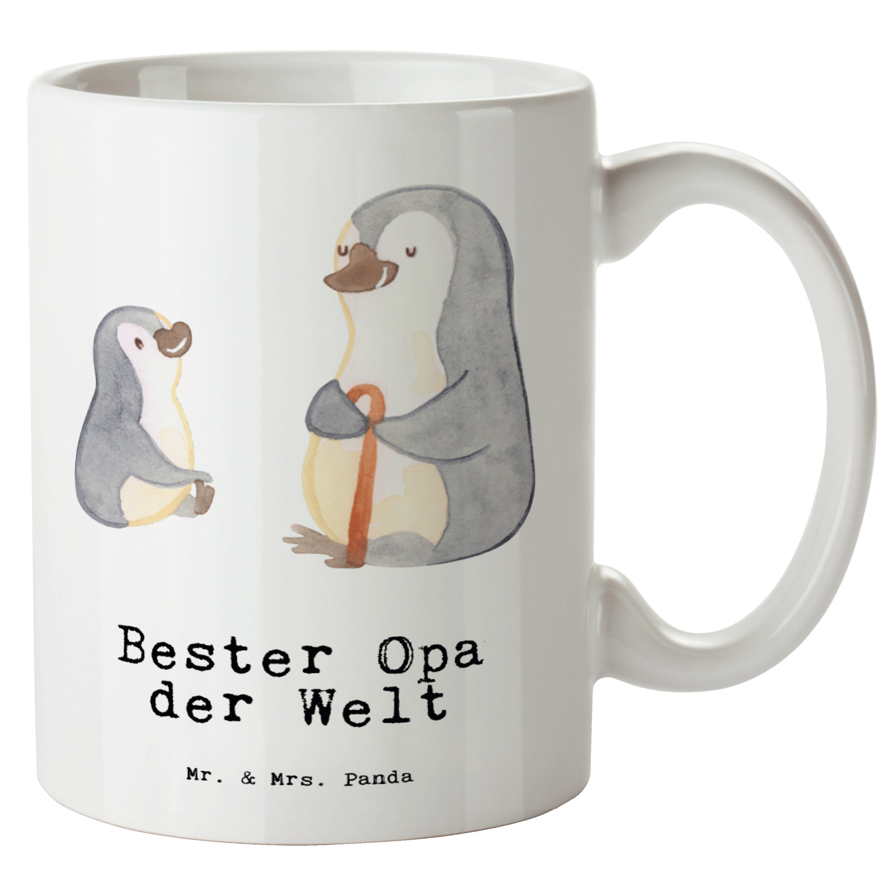 Mr. & Mrs. Panda Tasse Pinguin Bester Opa der Welt - Weiß - Geschenk, Enkel, Dankeschön, Jum, XL Tasse Keramik