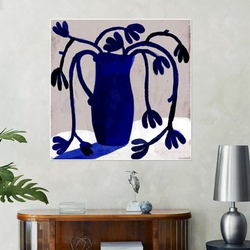 Posterlounge Poster ATELIER M, Blaue Blumen in einer blauen Vase I, Wohnzimmer Modern Malerei