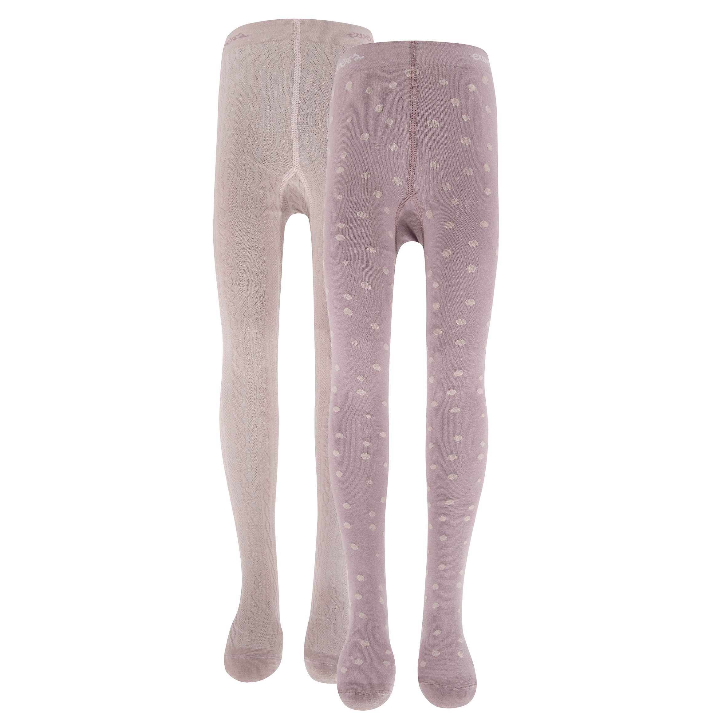 Ewers Strickstrumpfhose Ewers Mädchen Strumpfhose 2er Pack Punkte/Struktur dusty mauve 90 DEN (2 St)