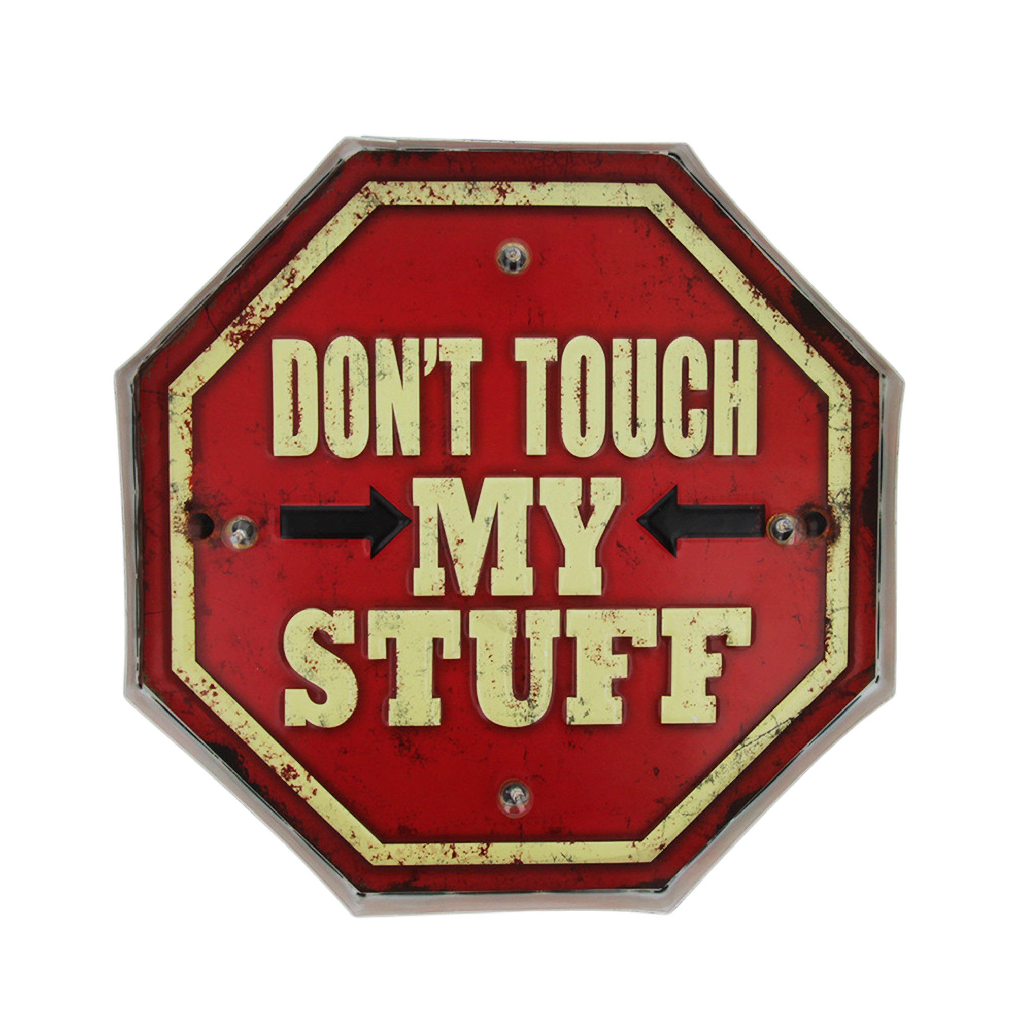Forever Light LED Dekolicht „Don’t Touch“, Dekoratives 3D-Metallschild mit LED-Beleuchtung im Retro-Design