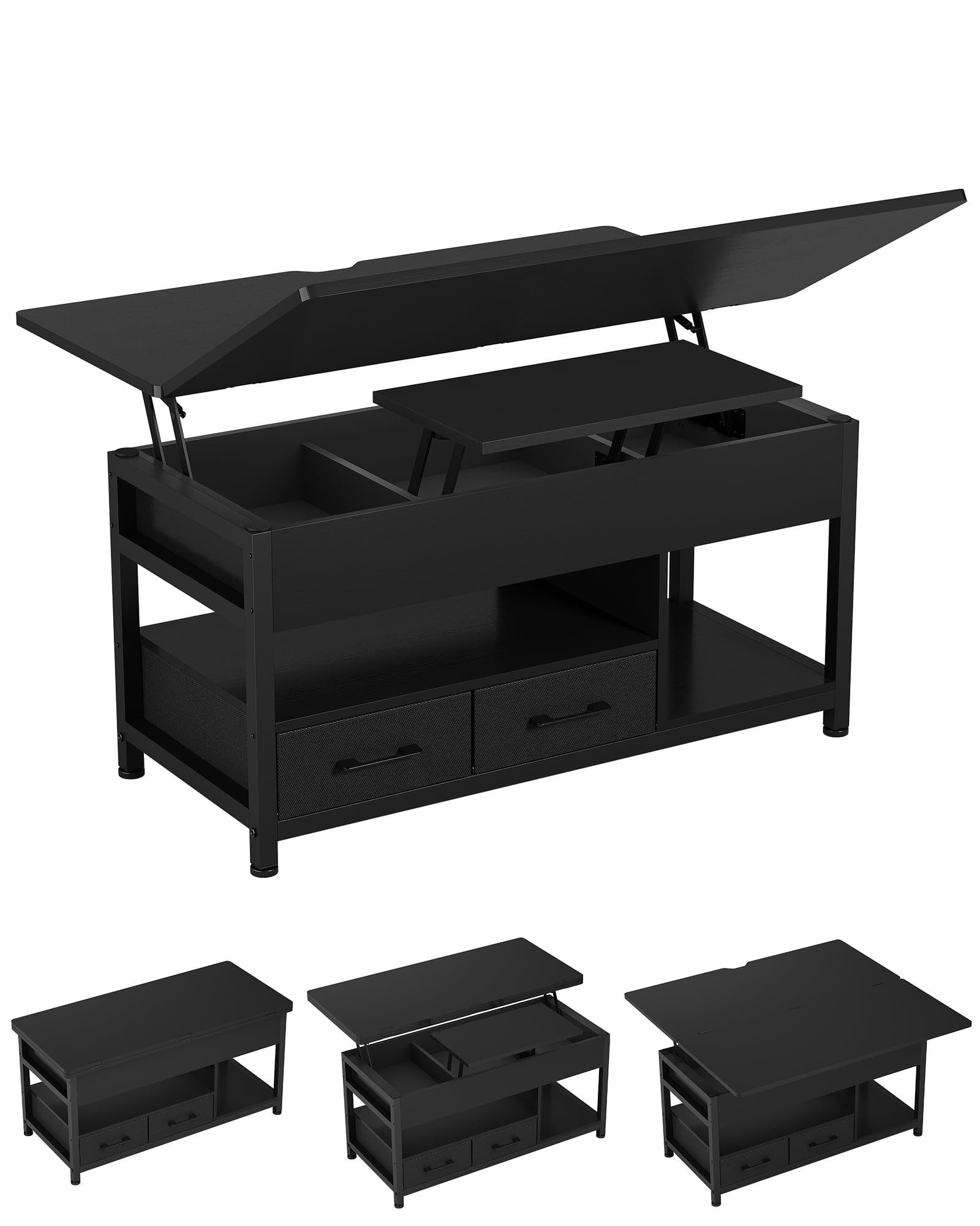 MSMASK Couchtisch 3-in-1-Multifunktions-Wohnzimmertisch mit 2 Schubladen, günstig online kaufen